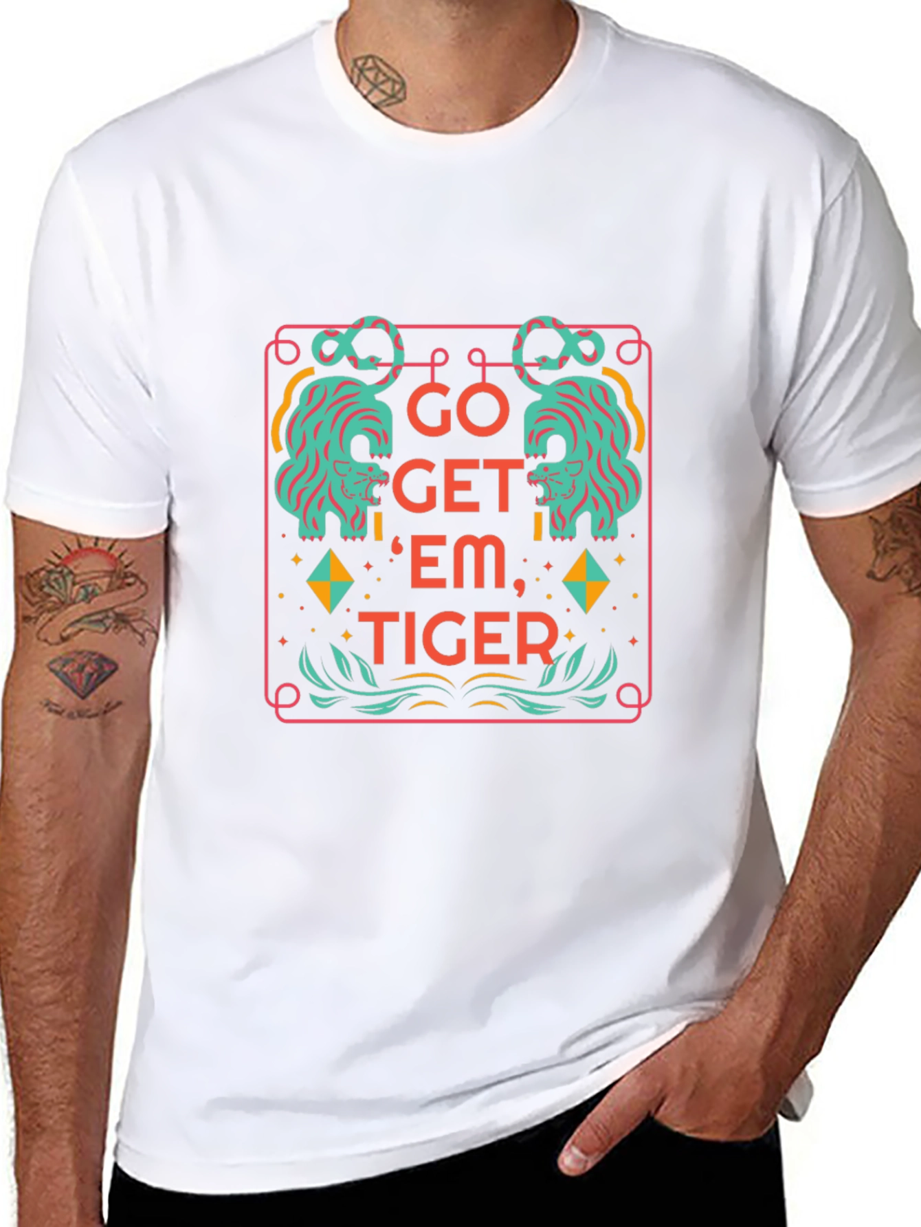 Camiseta Negra con Diseño Tigre Motivacional