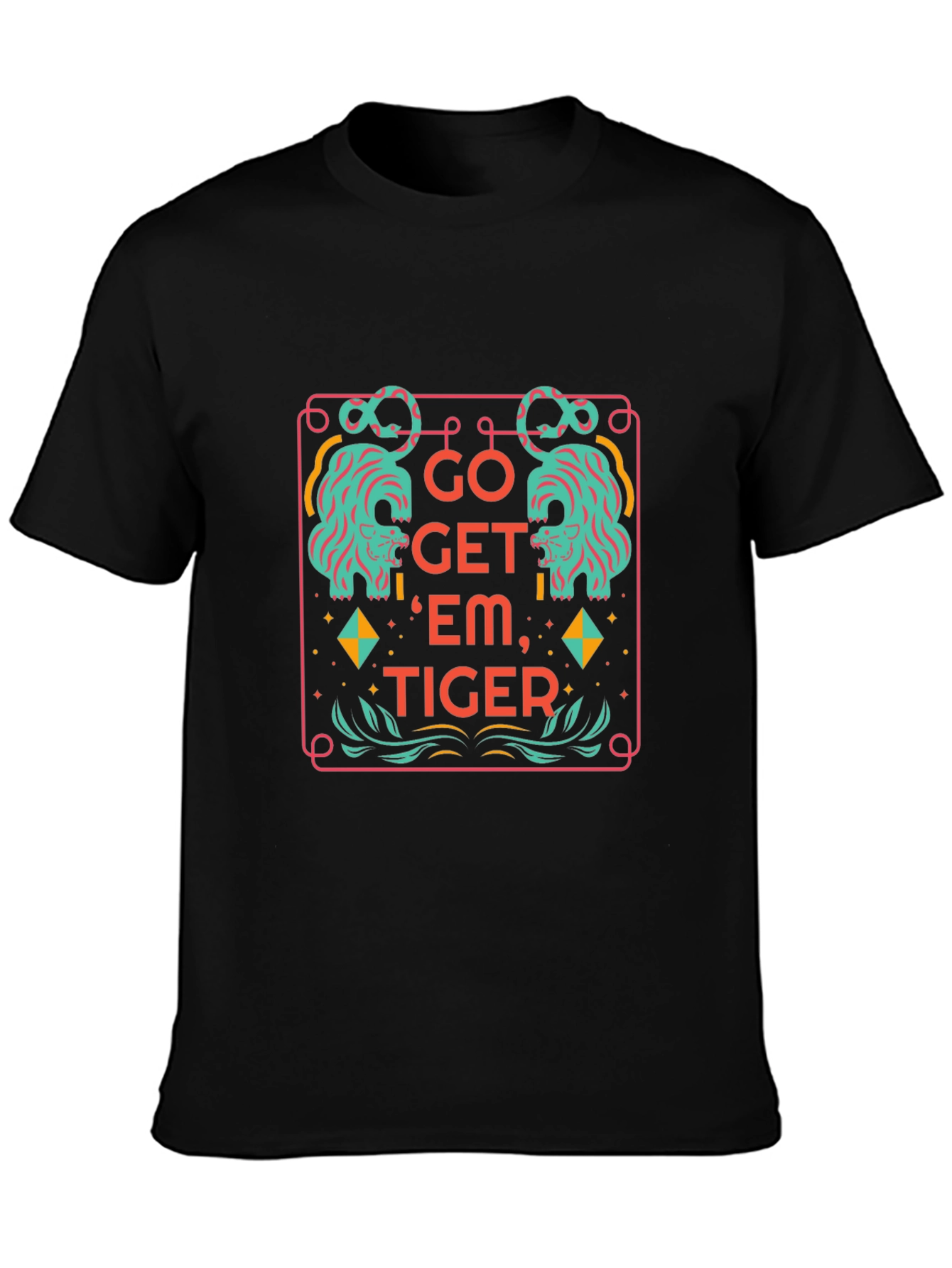 Camiseta Negra con Diseño Tigre Motivacional