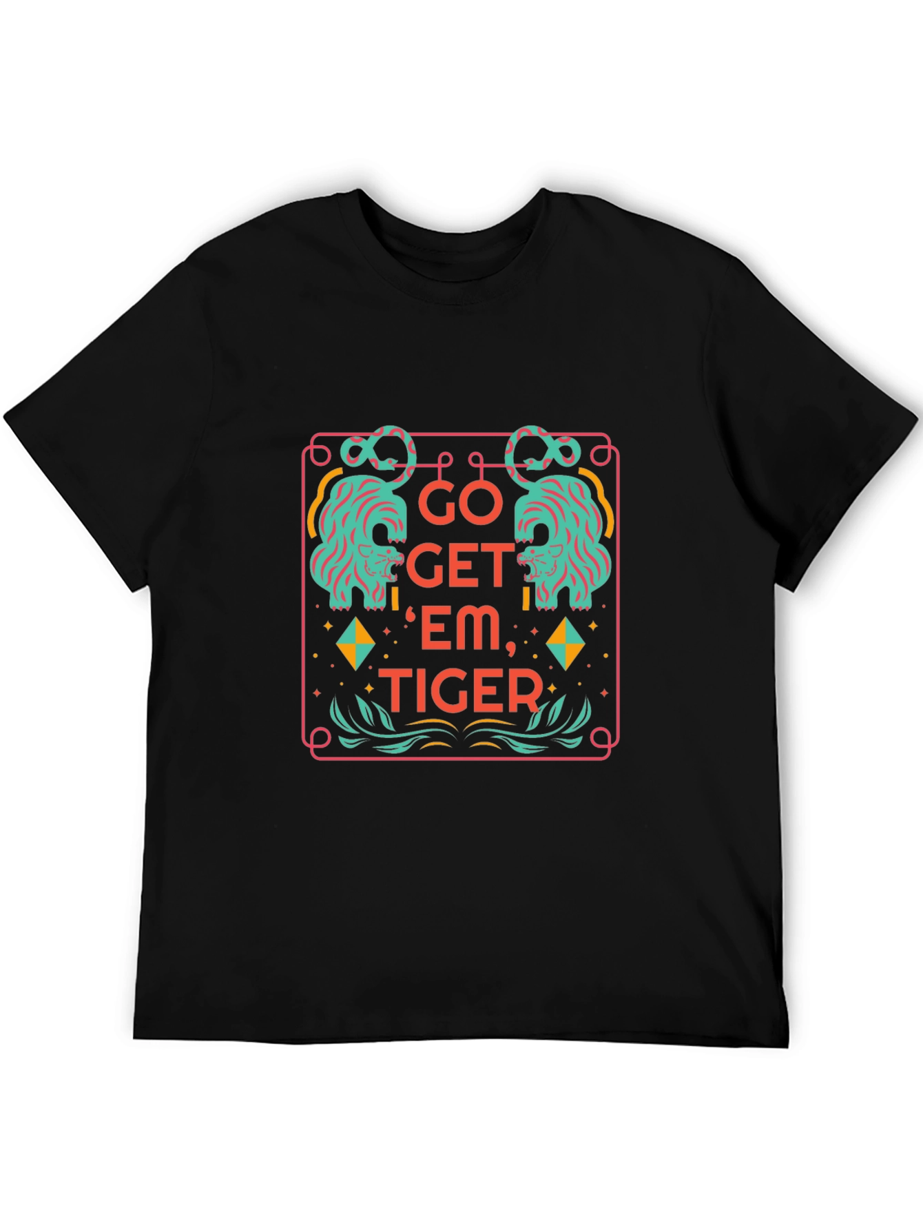 Camiseta Negra con Diseño Tigre Motivacional