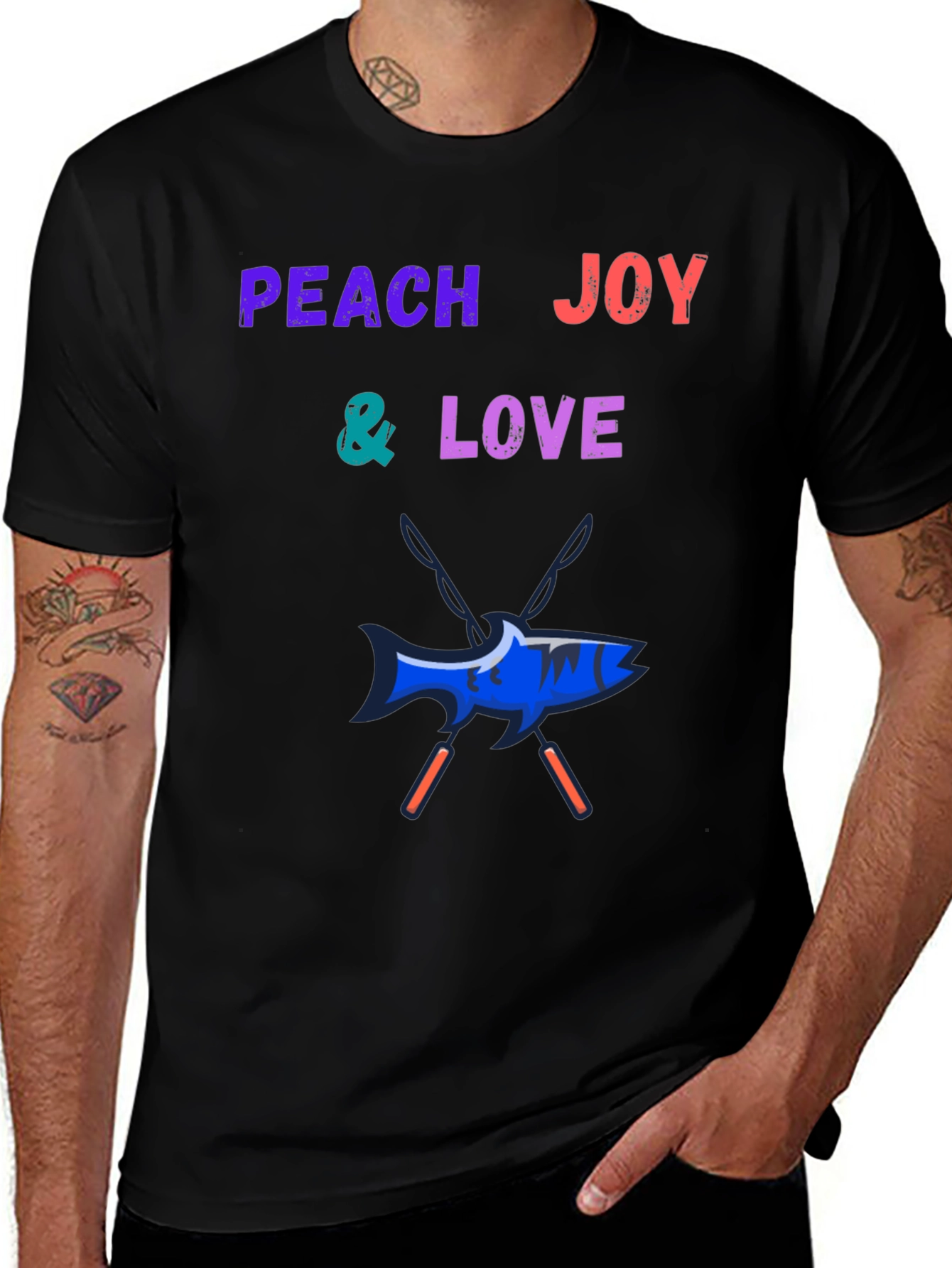 Camiseta Negra con Diseño Peach Joy & Love