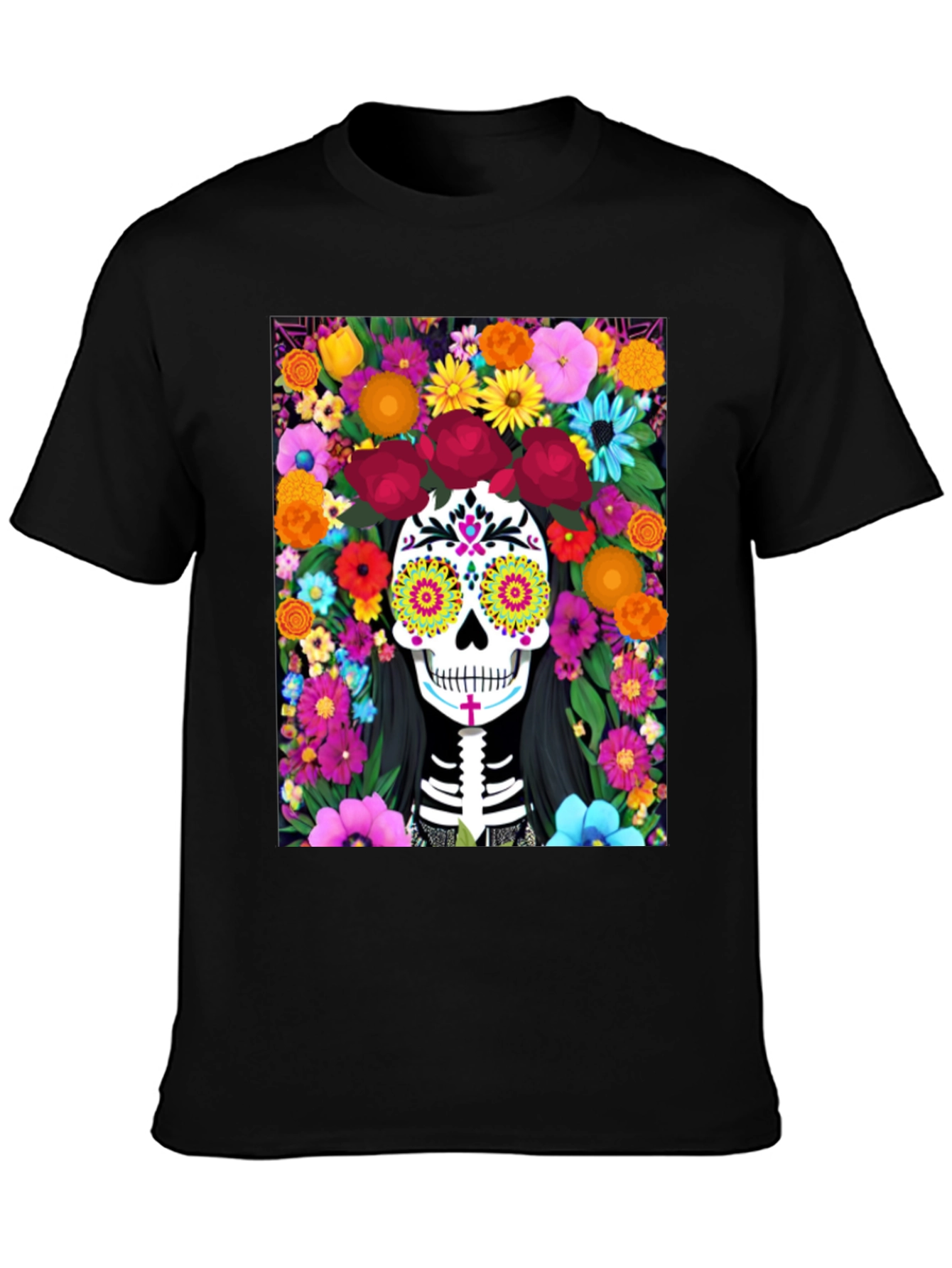 Camiseta Día de Muertos con Calavera Floral