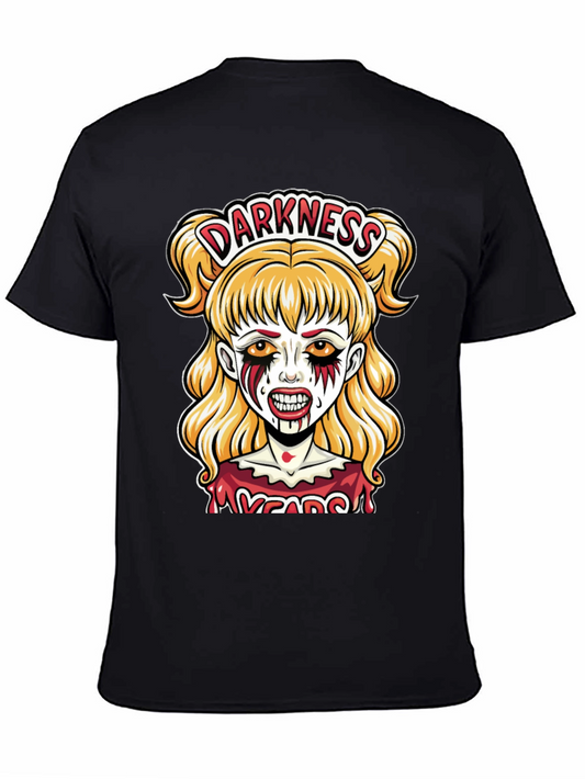 Camiseta Negra con Diseño de Terror Darkness