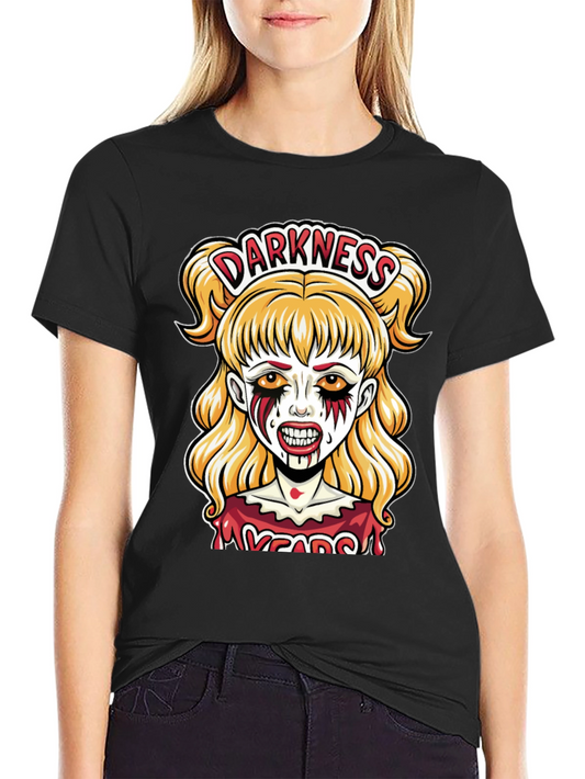 Camiseta Negra con Diseño de Terror Darkness