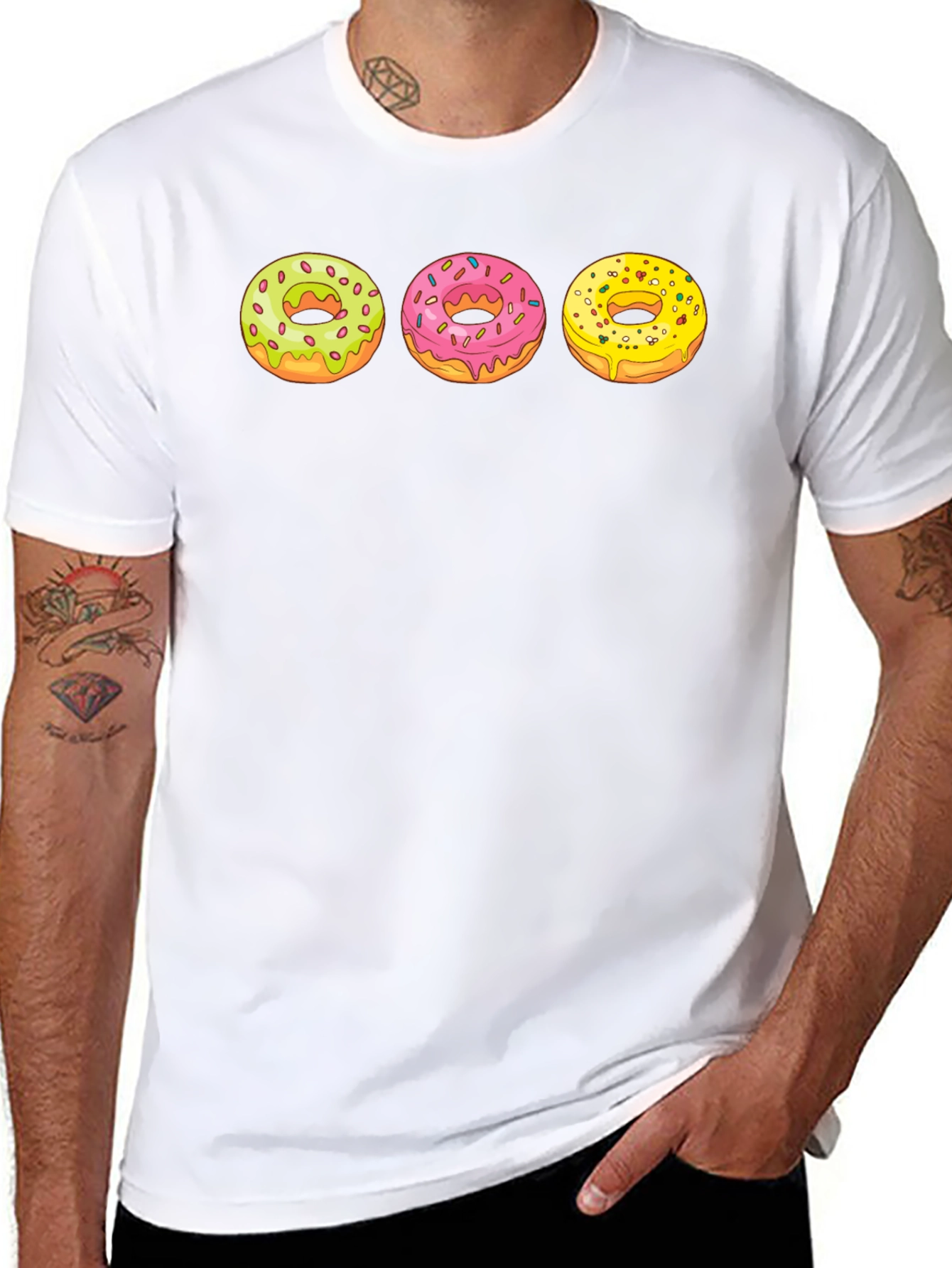Camiseta Negra con Diseño de Donas