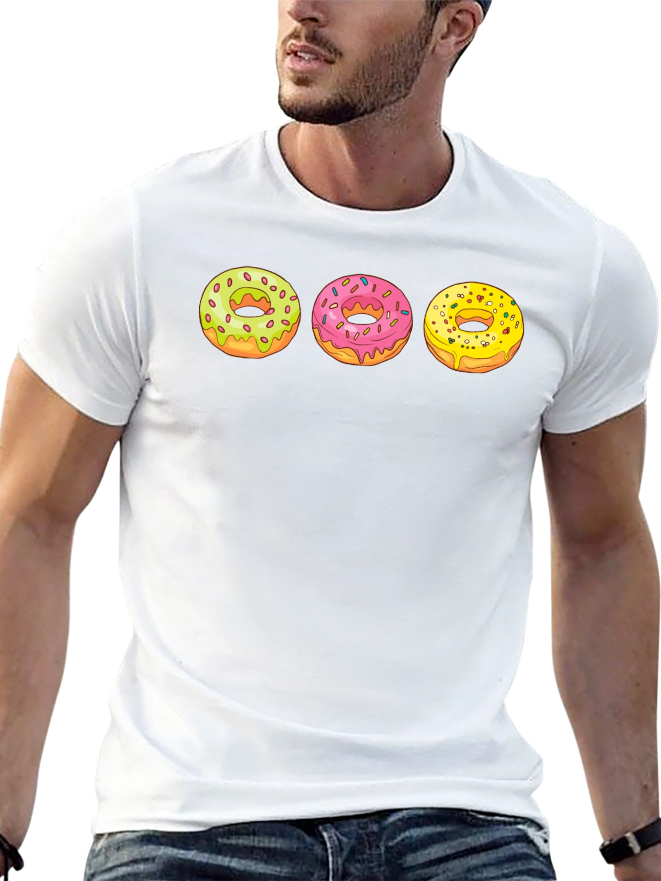 Camiseta Negra con Diseño de Donas