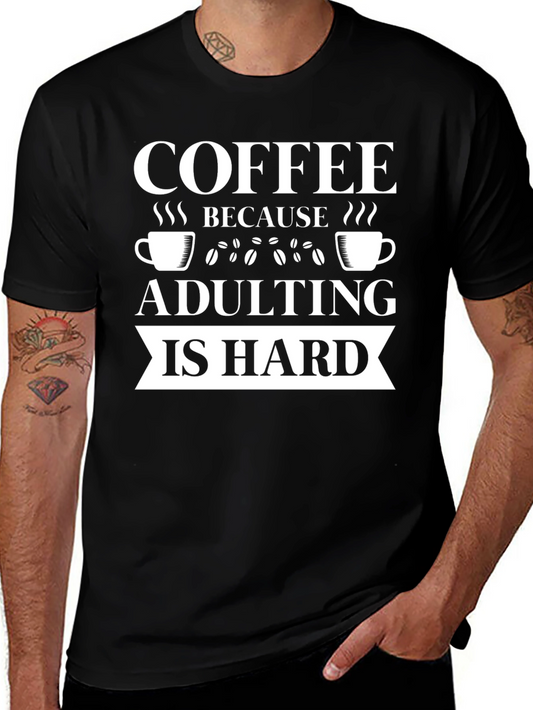 Camiseta Negra: Café Porque Ser Adulto Es Difícil