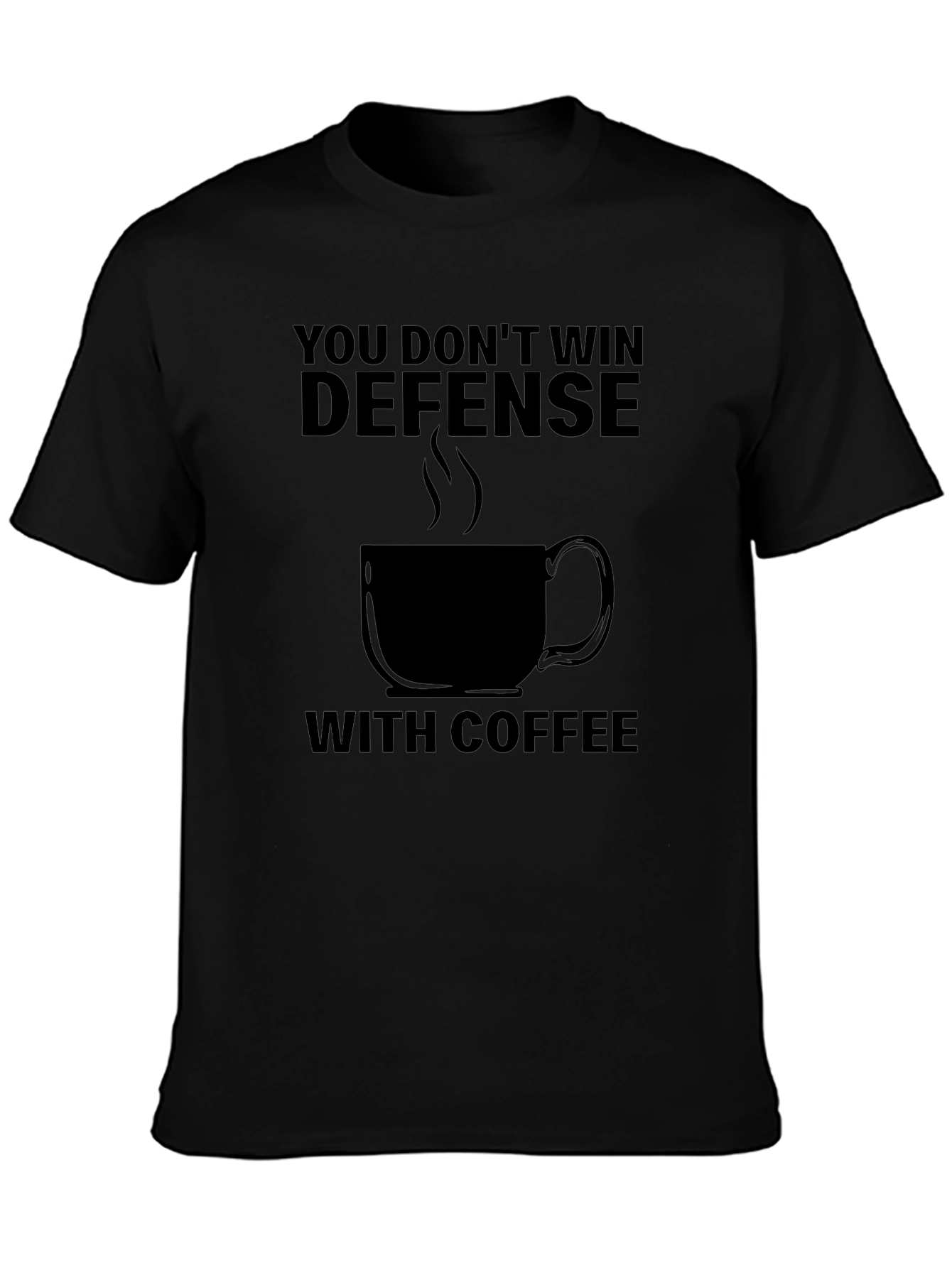 Camiseta Negra: Defensa y Café - Diseño Único