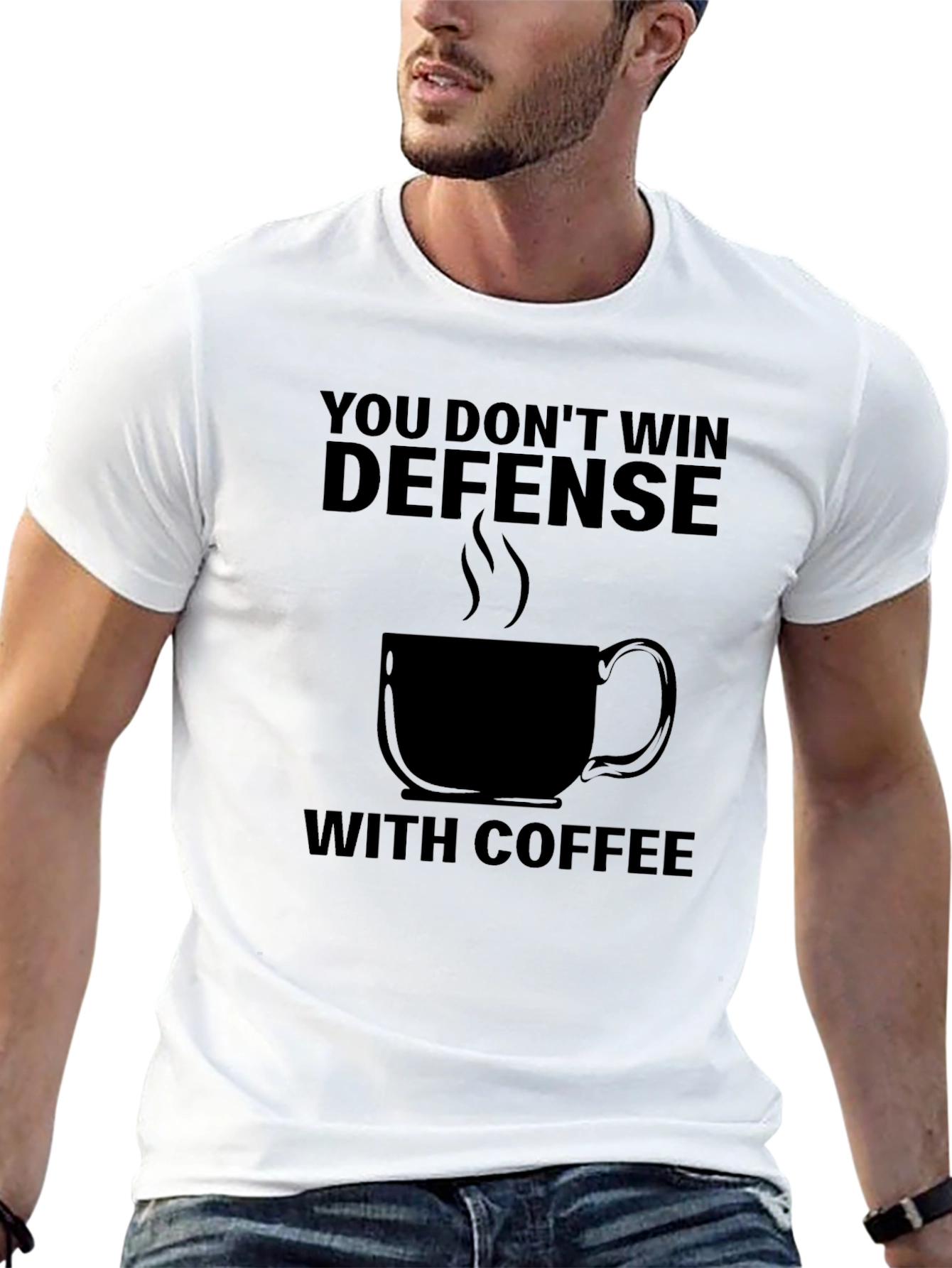 Camiseta Negra: Defensa y Café - Diseño Único