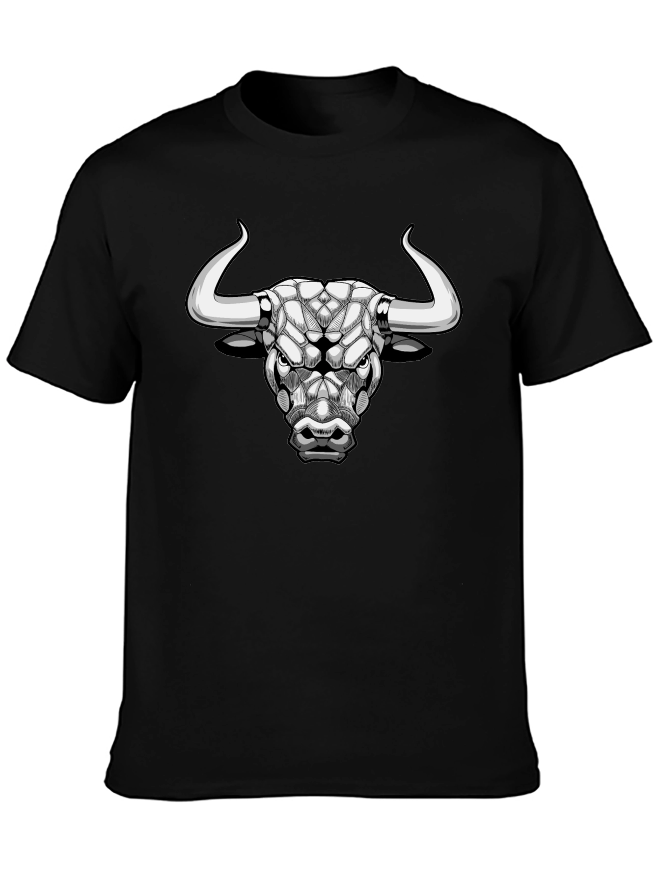 Camiseta Negra con Diseño de Toro Geométrico