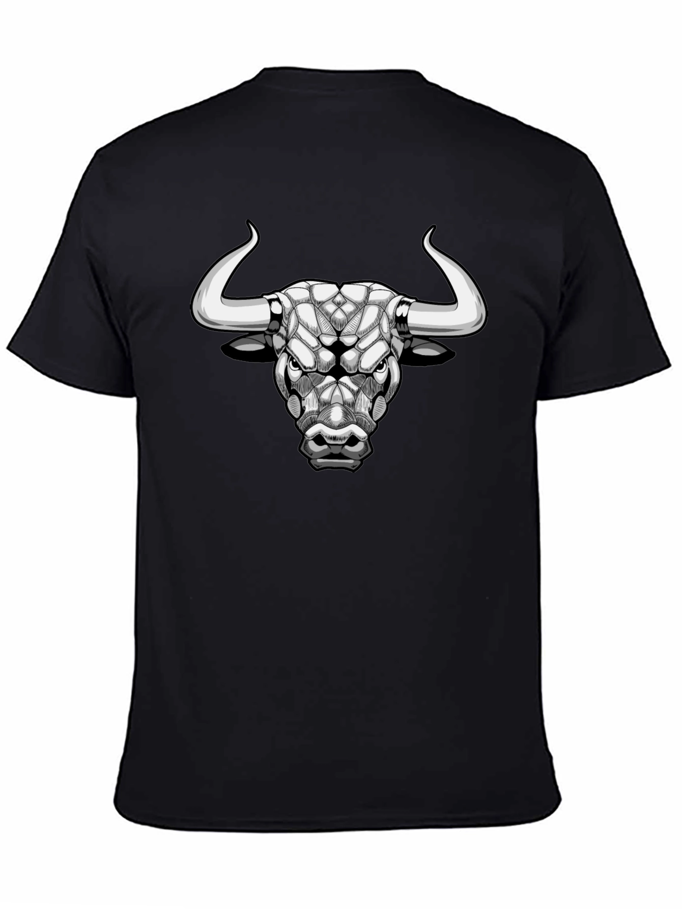 Camiseta Negra con Diseño de Toro Geométrico
