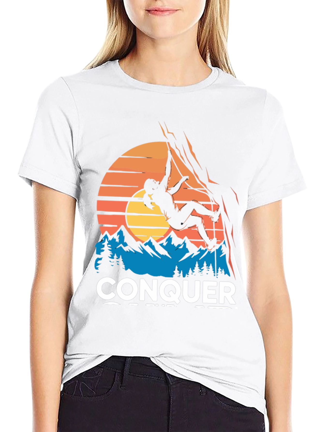 Camiseta Negra Conquer Escalada Montaña