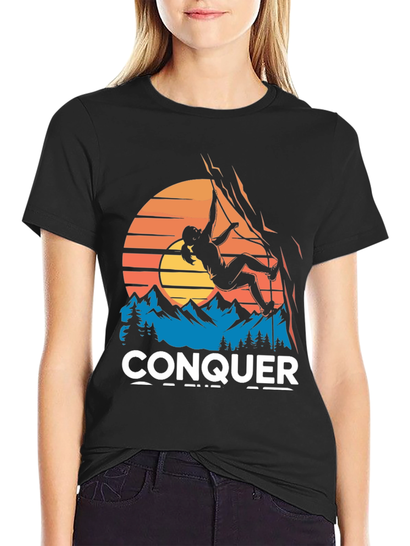 Camiseta Negra Conquer Escalada Montaña