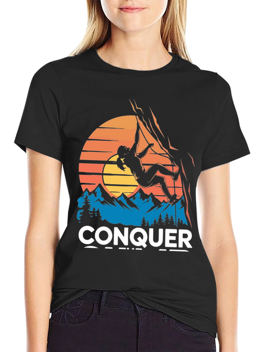 Camiseta Negra Conquer Escalada Montaña