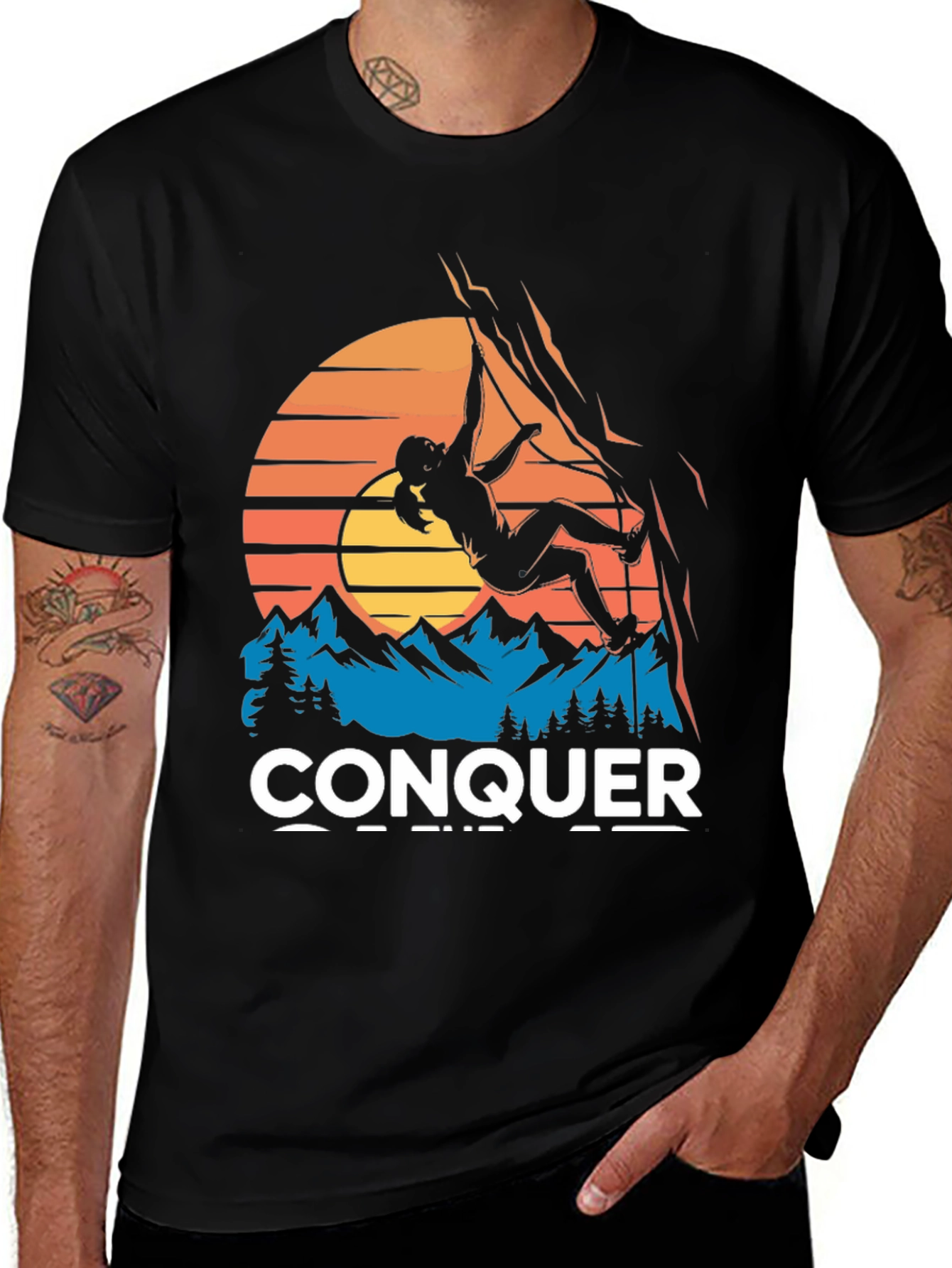 Camiseta Negra Conquer Escalada Montaña