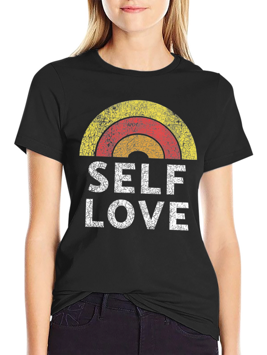 Camiseta Negra Self Love Estilo Retro
