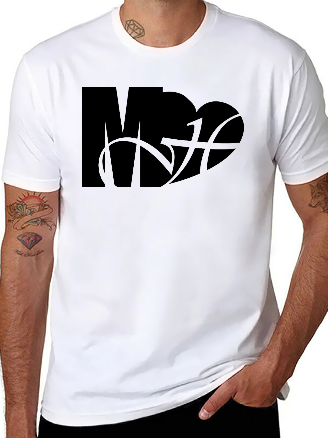 Camiseta Negra Hombre Diseño MDA Baloncesto