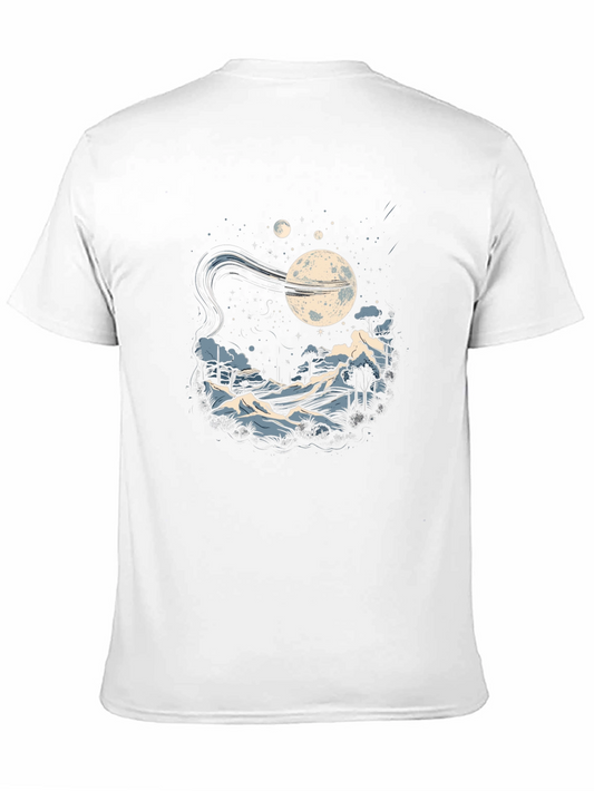 Camiseta Negra Hombre - Diseño Noche Estrellada