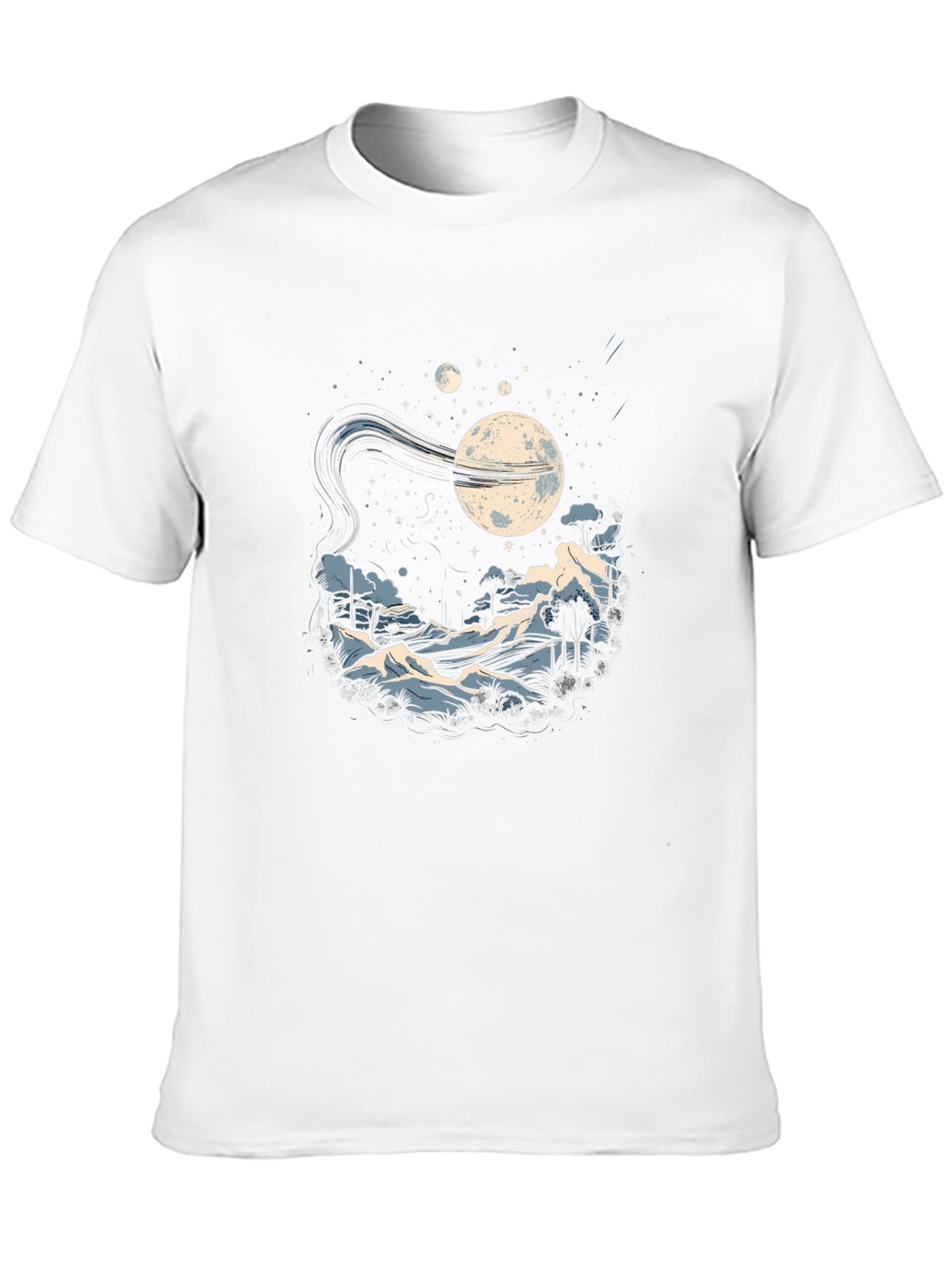 Camiseta Negra Hombre - Diseño Noche Estrellada