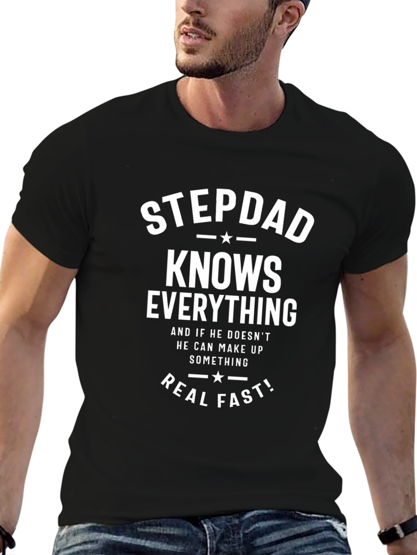 Camiseta Negra: Stepdad Knows Everything