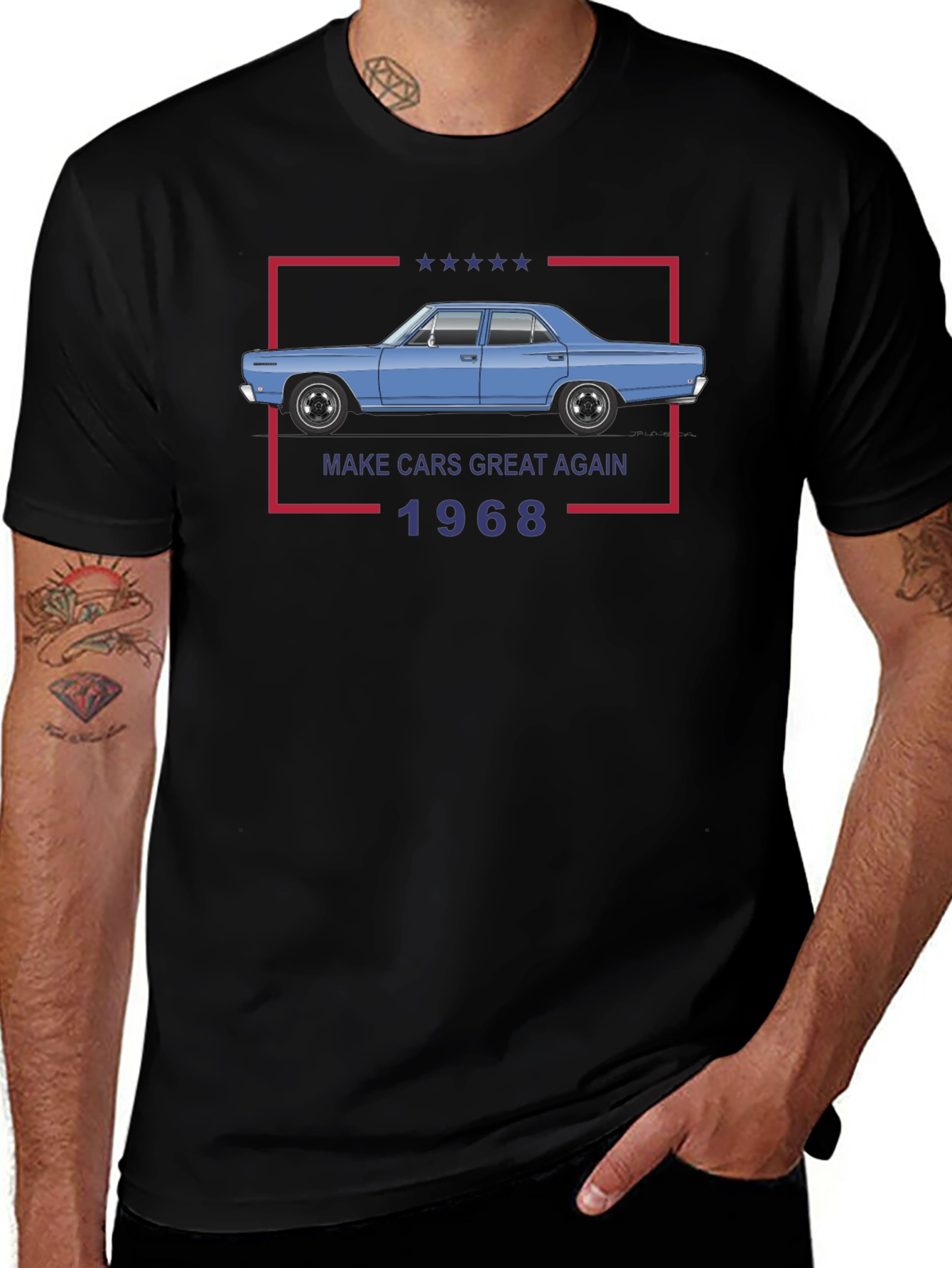 Camiseta Negra: Coches Clásicos 1968
