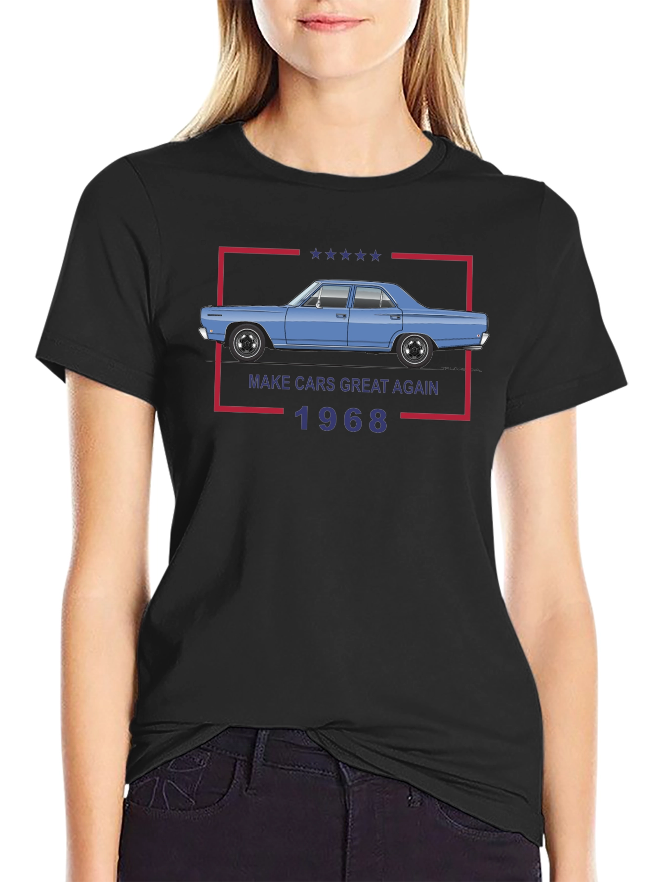 Camiseta Negra: Coches Clásicos 1968