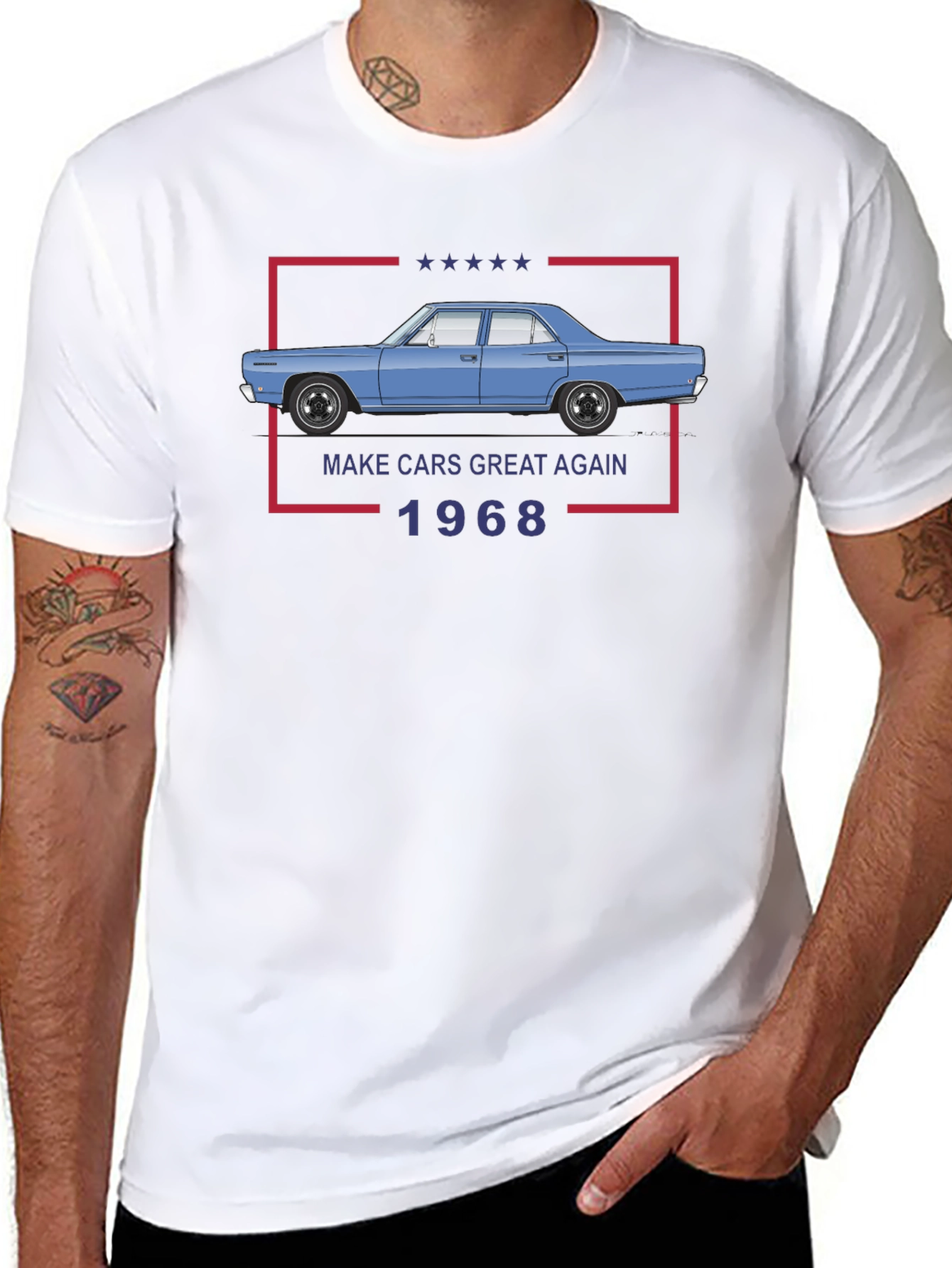 Camiseta Negra: Coches Clásicos 1968