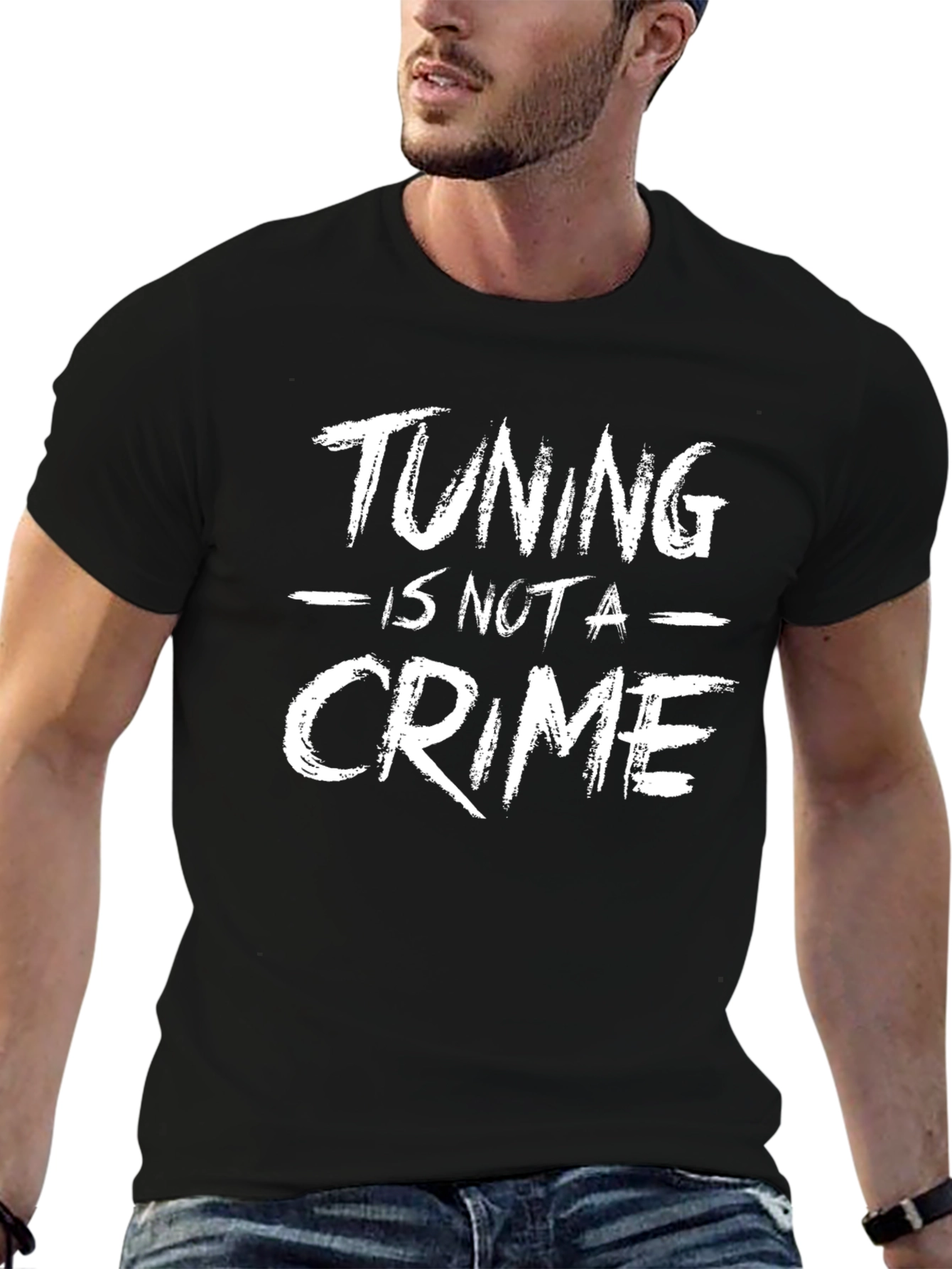 Camiseta Negra con Mensaje Tuning No Es Un Crimen
