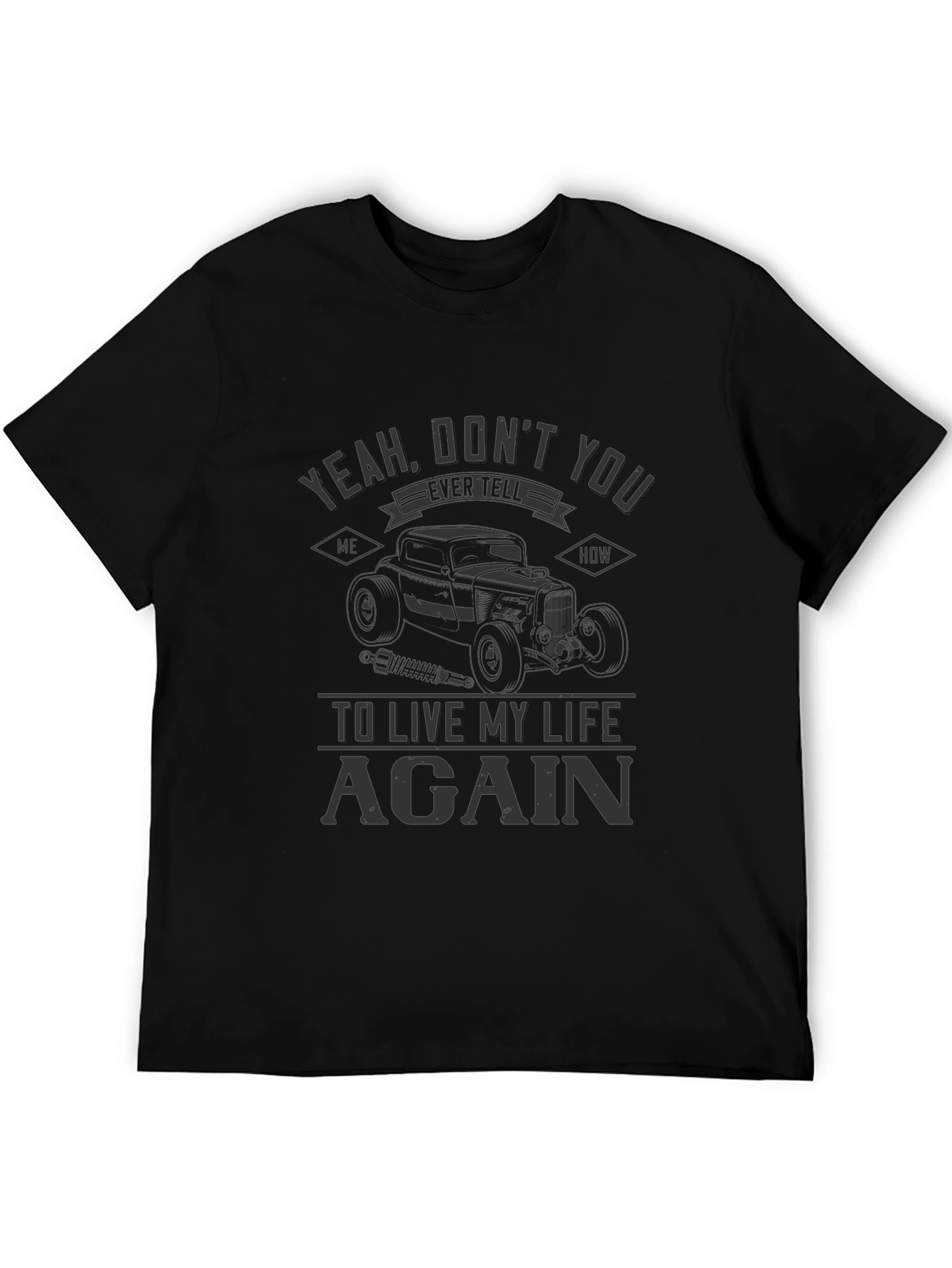 Camiseta Negra Live My Life Again Coche Clásico