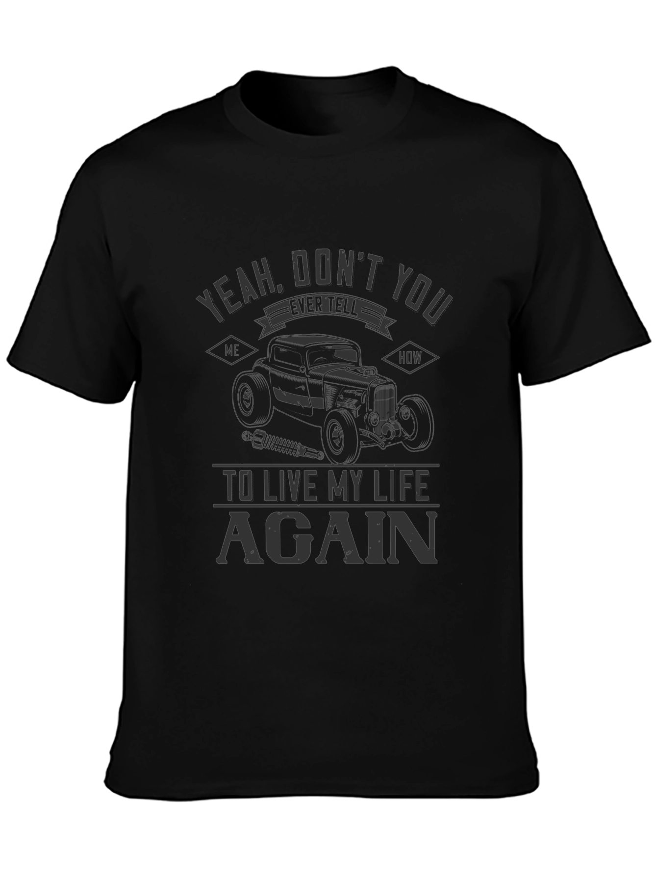 Camiseta Negra Live My Life Again Coche Clásico