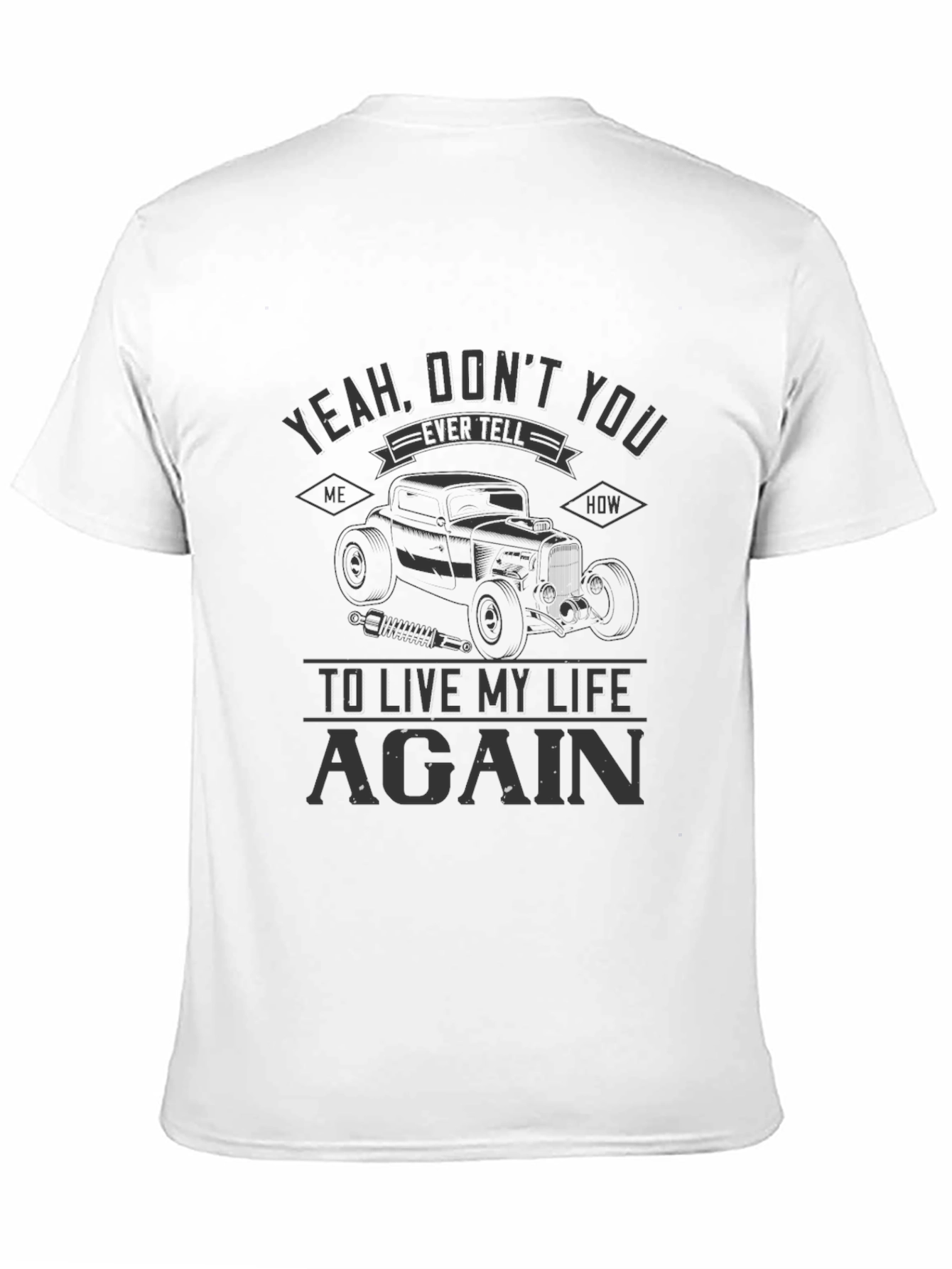 Camiseta Negra Live My Life Again Coche Clásico