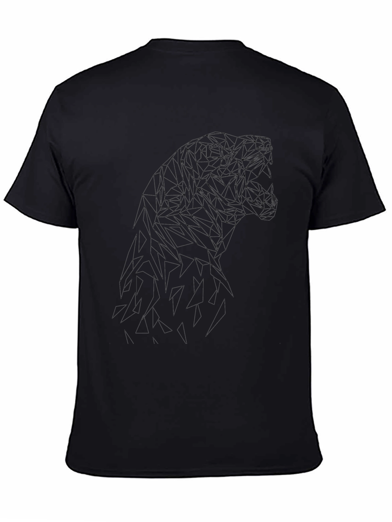 Camiseta Negra Hombre Diseño Geométrico Dinosaurio