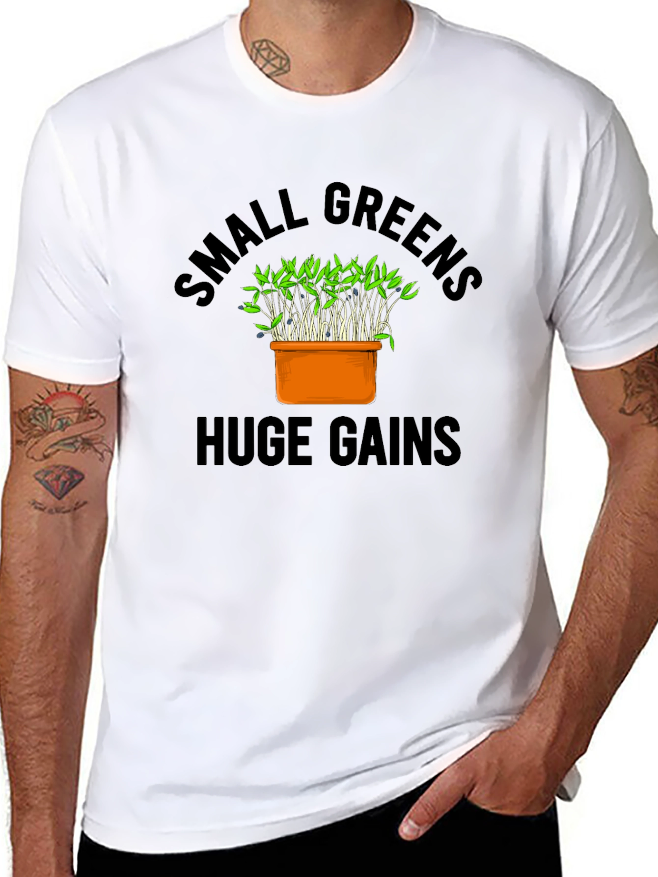 Camiseta Negra Small Greens Huge Gains Hombre