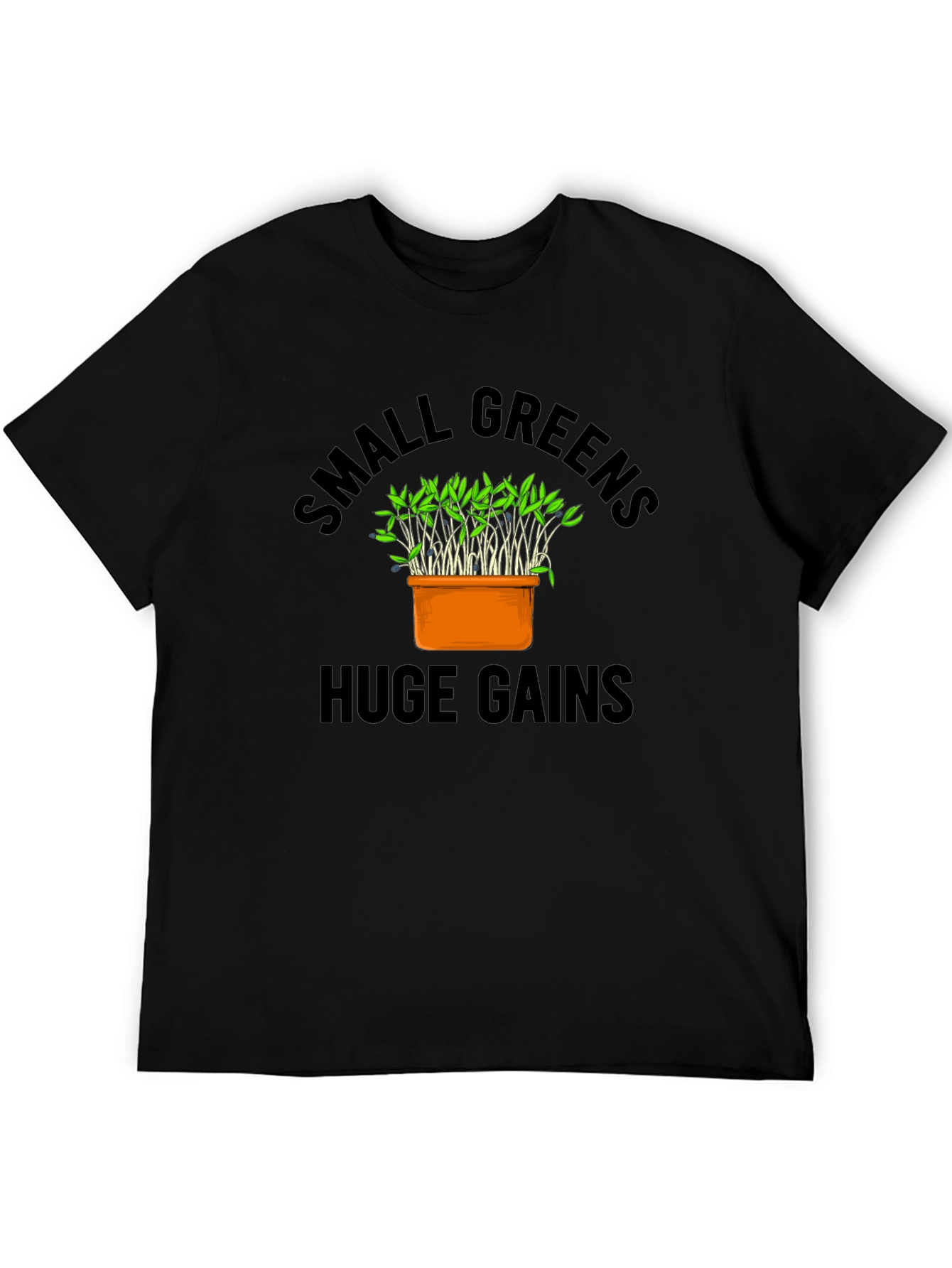 Camiseta Negra Small Greens Huge Gains Hombre