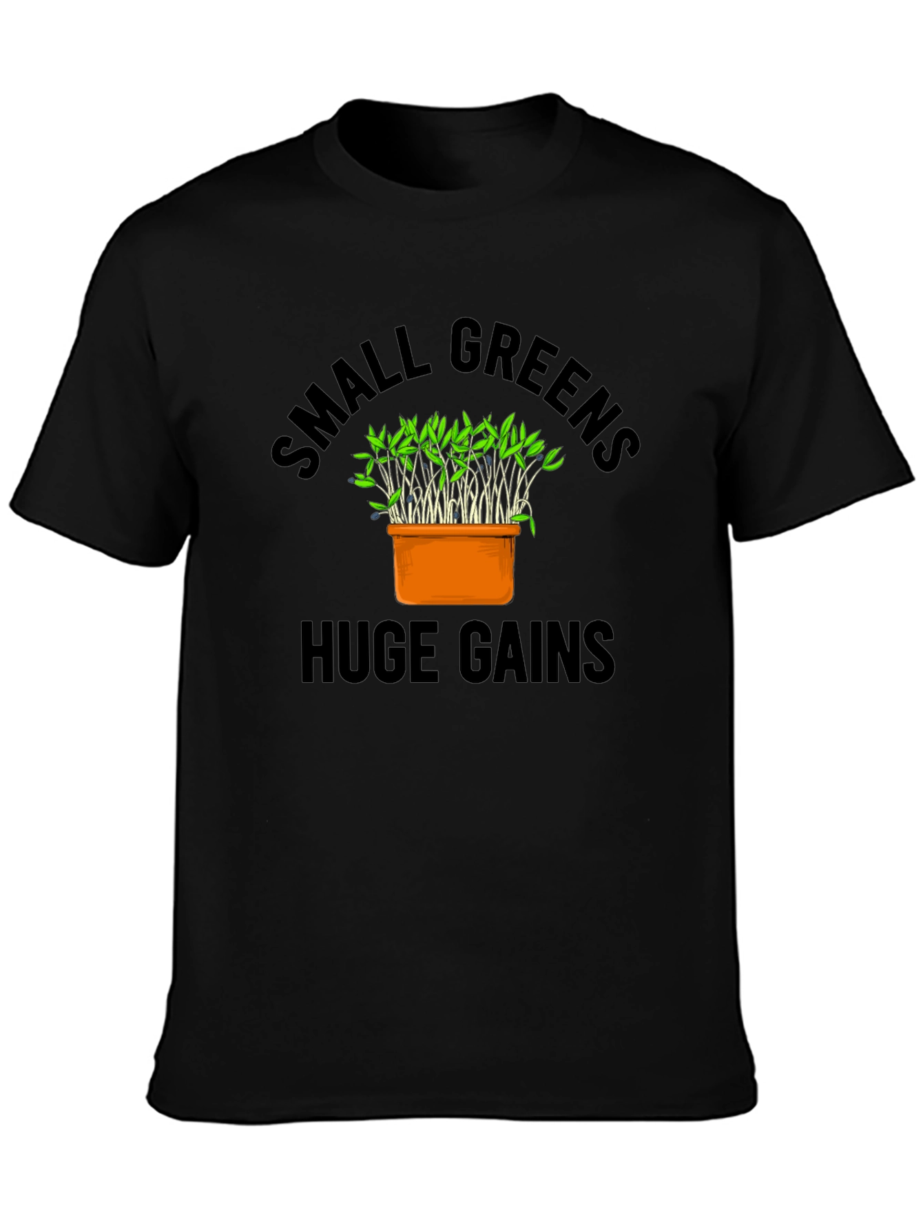 Camiseta Negra Small Greens Huge Gains Hombre