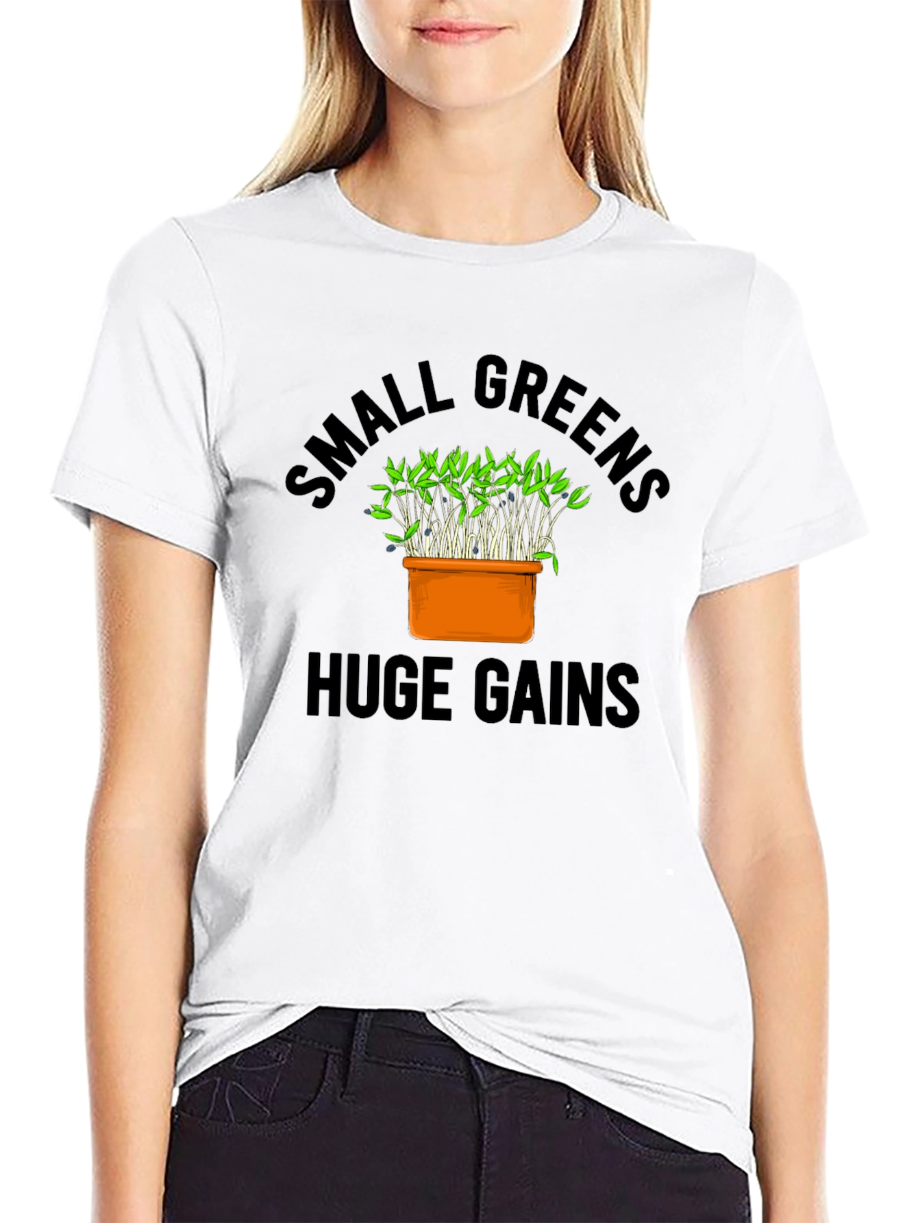 Camiseta Negra Small Greens Huge Gains Hombre
