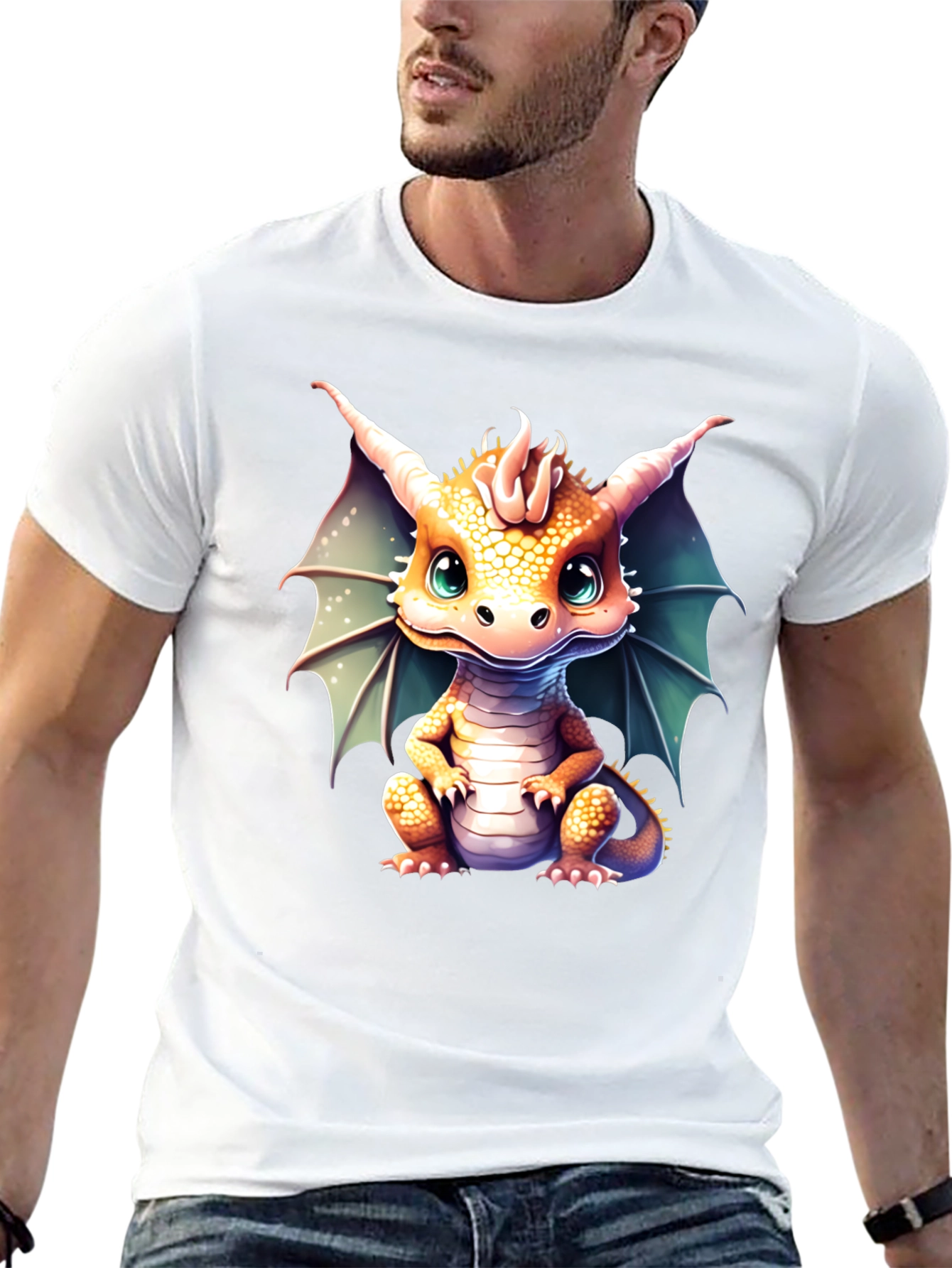 Camiseta Negra con Estampado de Dragón Bebé