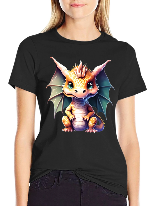 Camiseta Negra con Estampado de Dragón Bebé