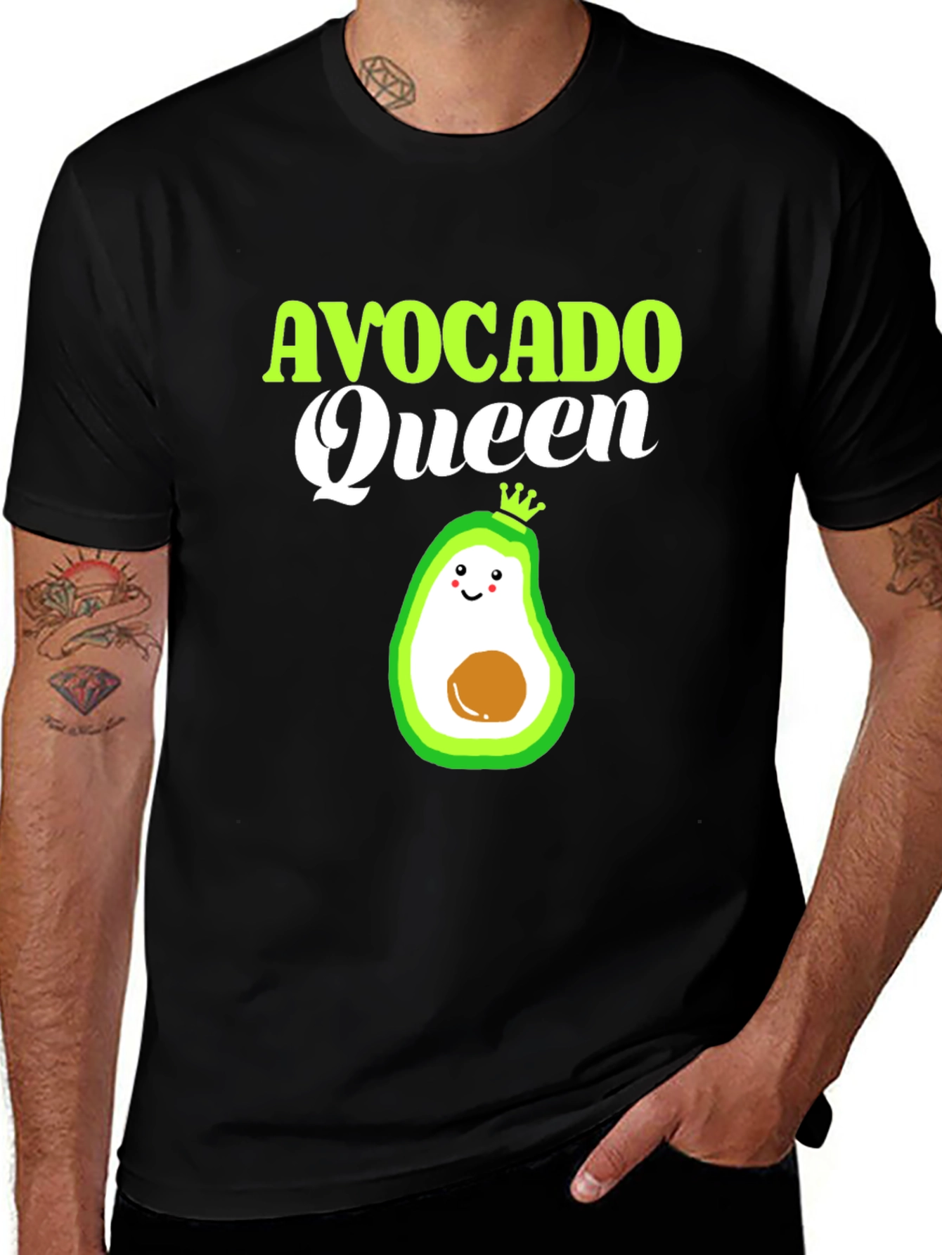 Camiseta Negra Avocado Queen Divertida