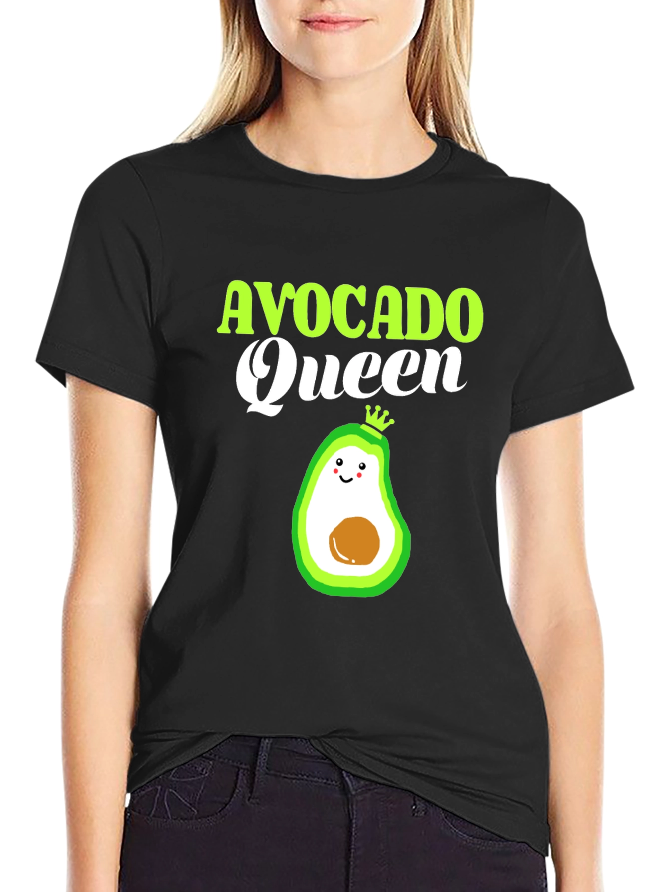 Camiseta Negra Avocado Queen Divertida