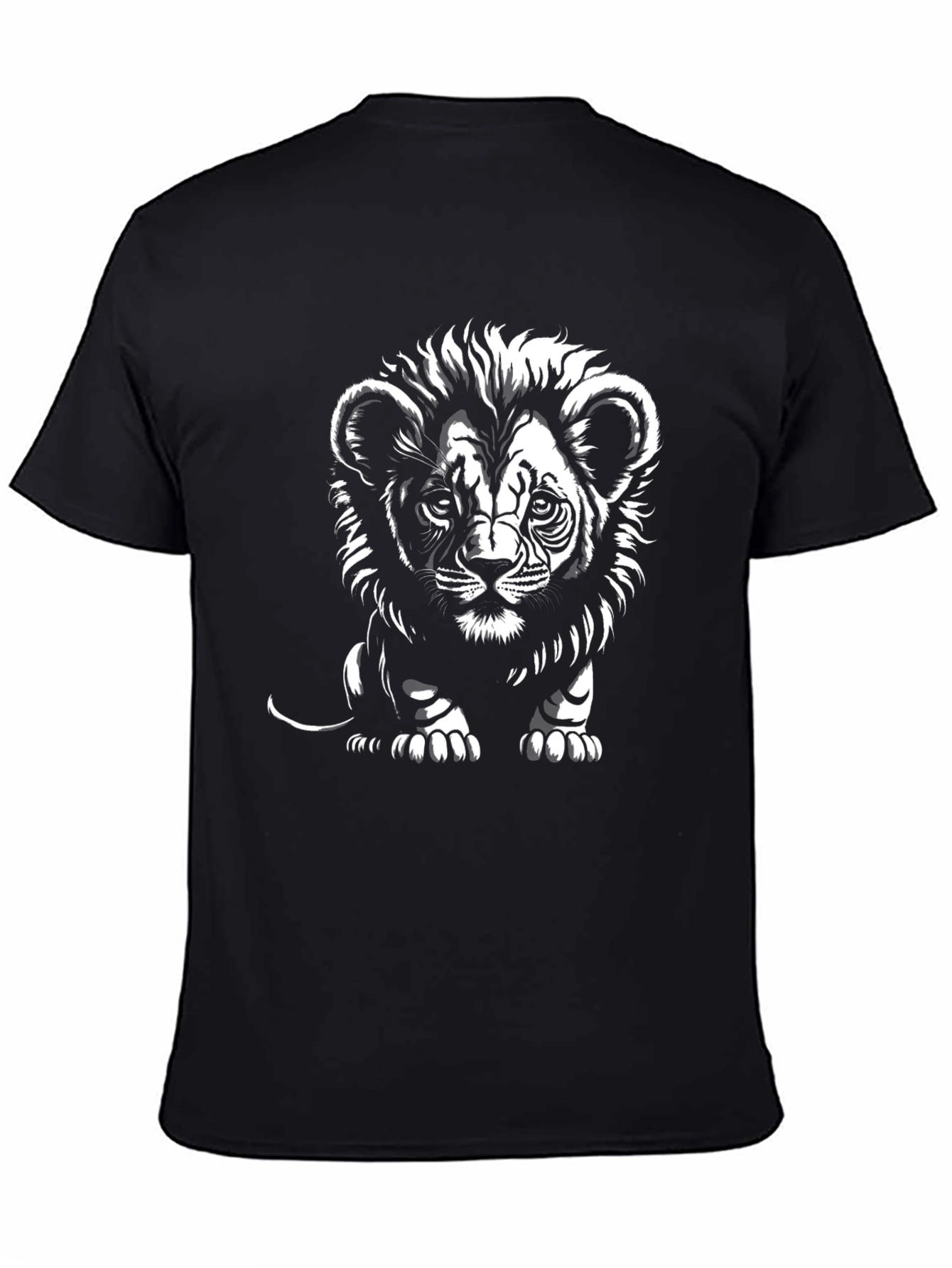 Camiseta Negra con Diseño de León para Hombre