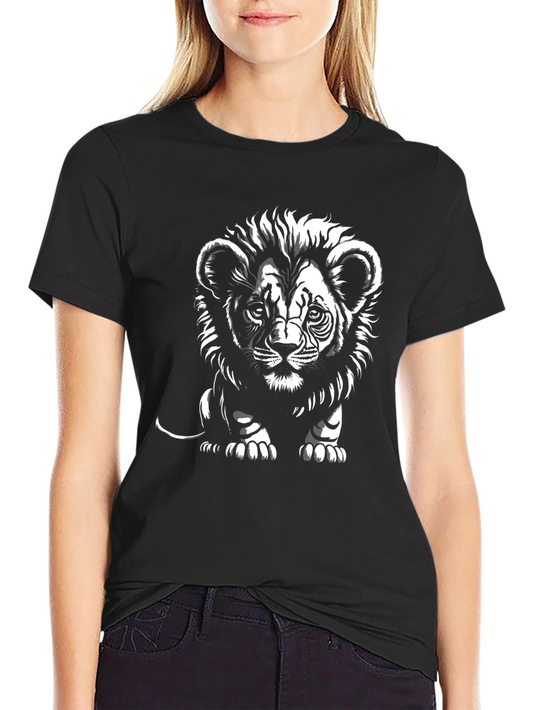 Camiseta Negra con Diseño de León para Hombre