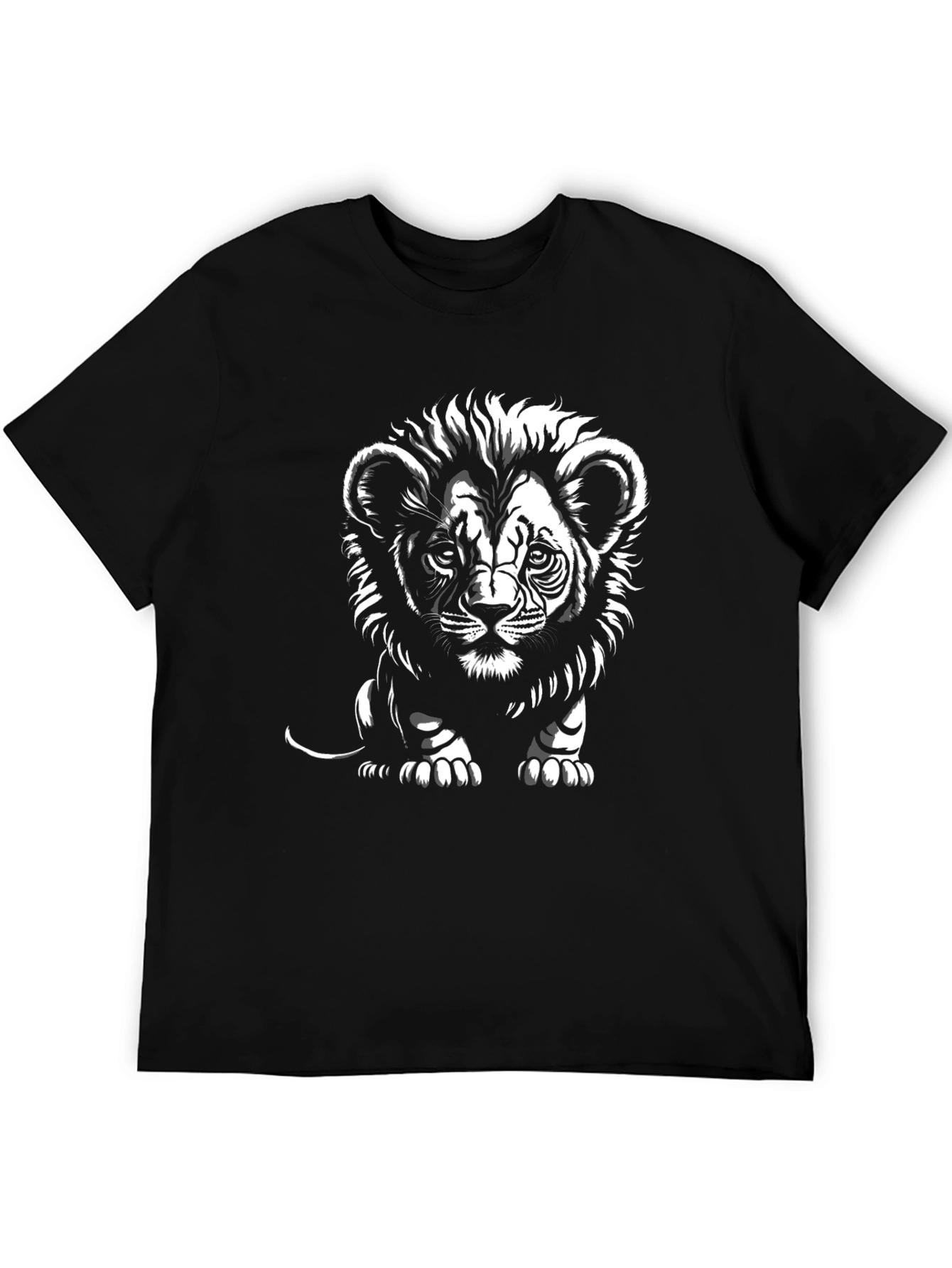 Camiseta Negra con Diseño de León para Hombre