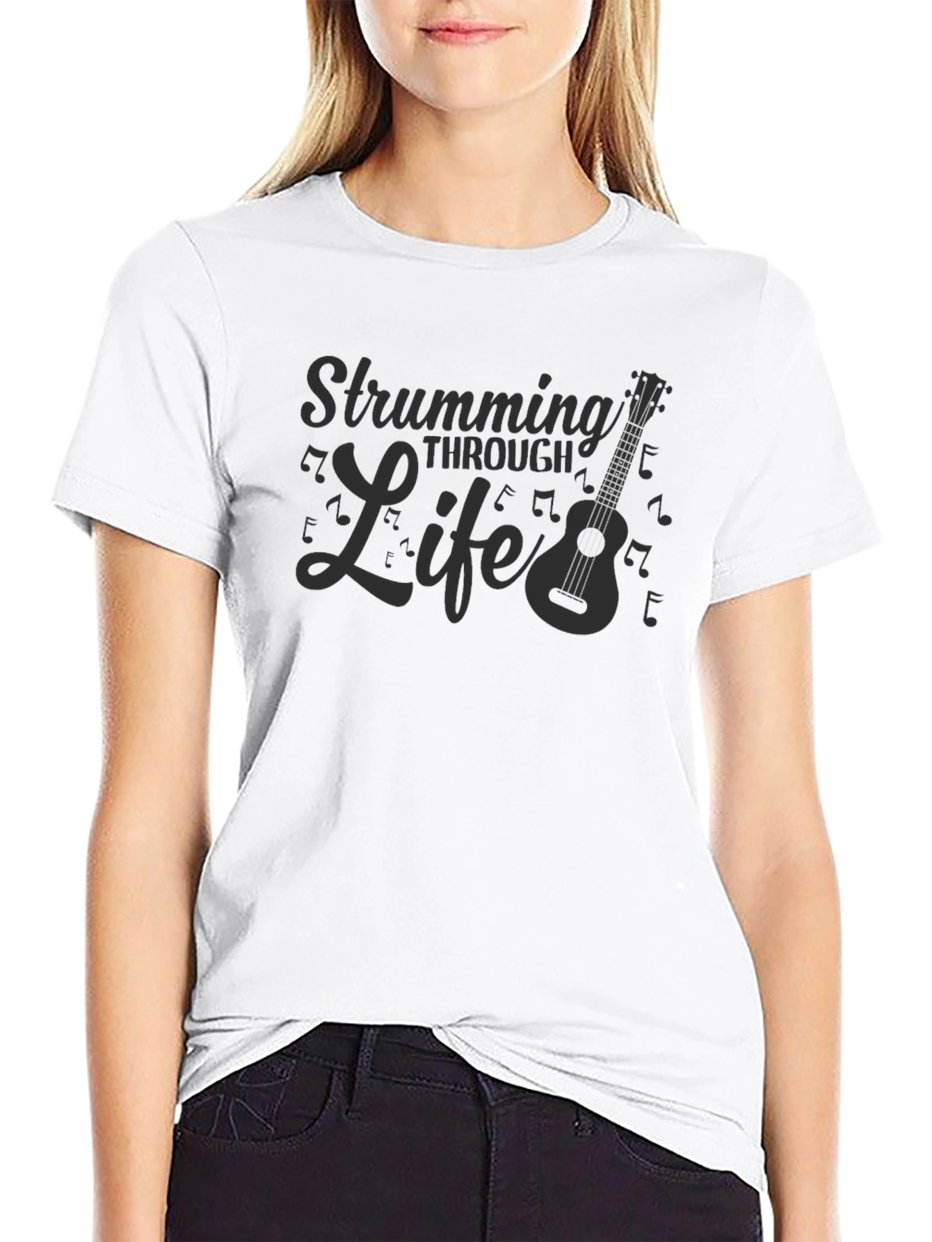Camiseta Negra Strumming Through Life