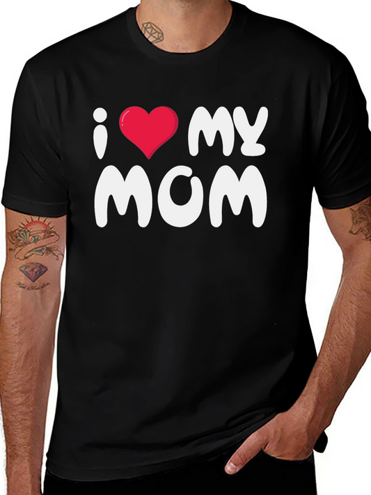 Camiseta Negra Amo a Mi Mamá con Corazón Rojo