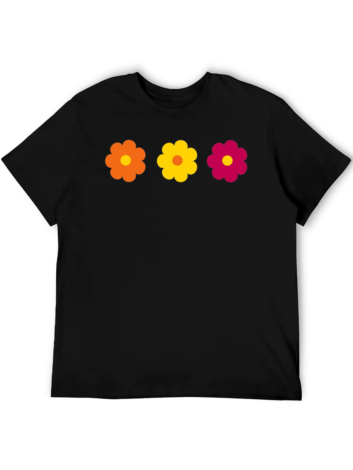 Camiseta Negra con Flores Retro