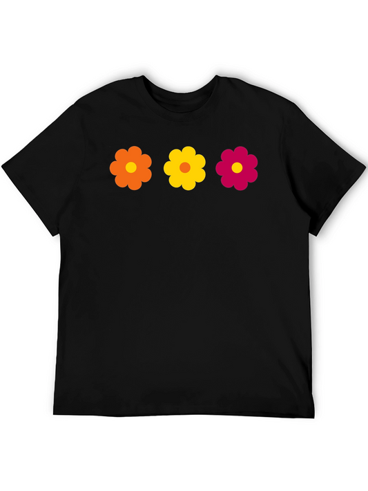 Camiseta Negra con Flores Retro