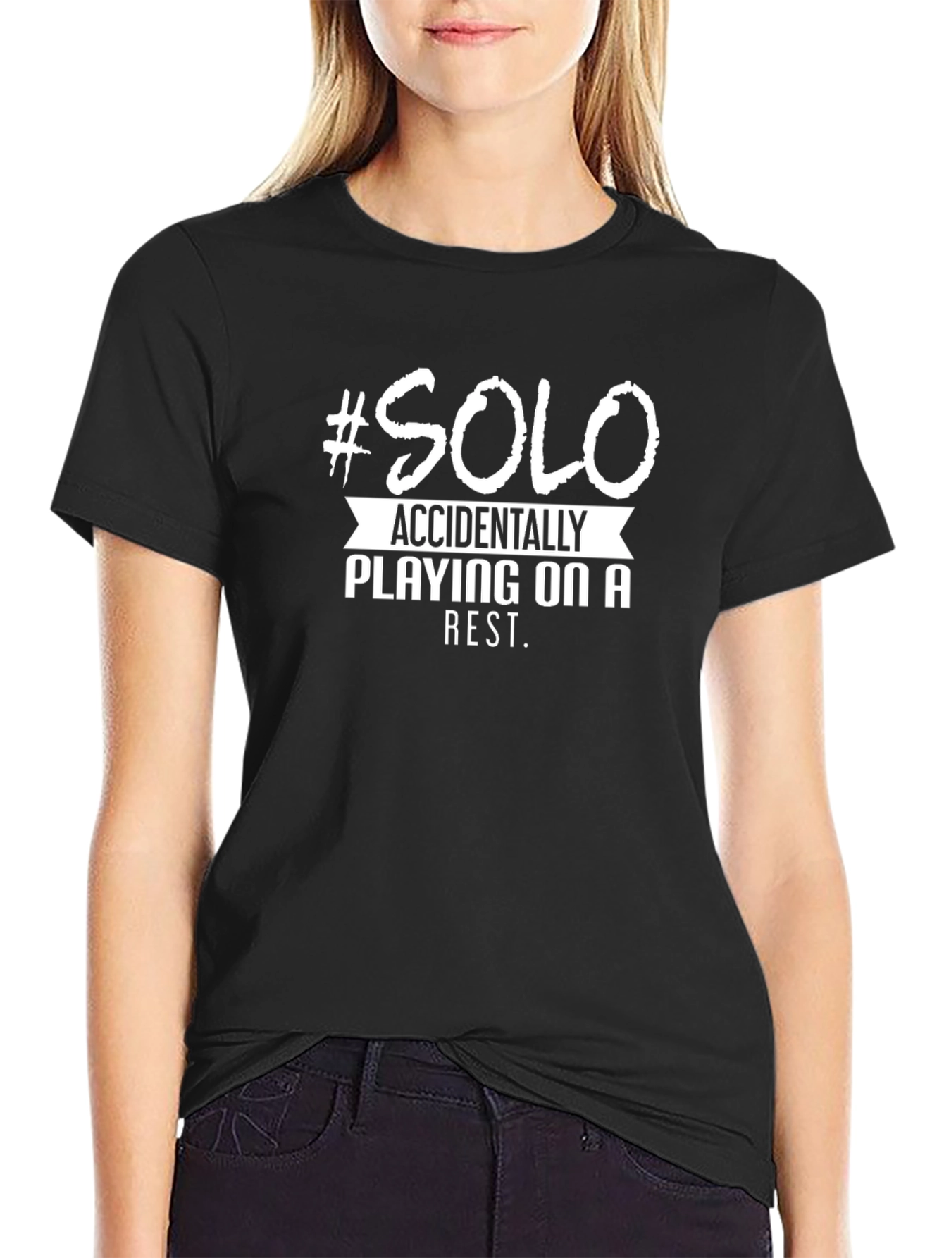 Camiseta Negra con Diseño Musical #SOLO
