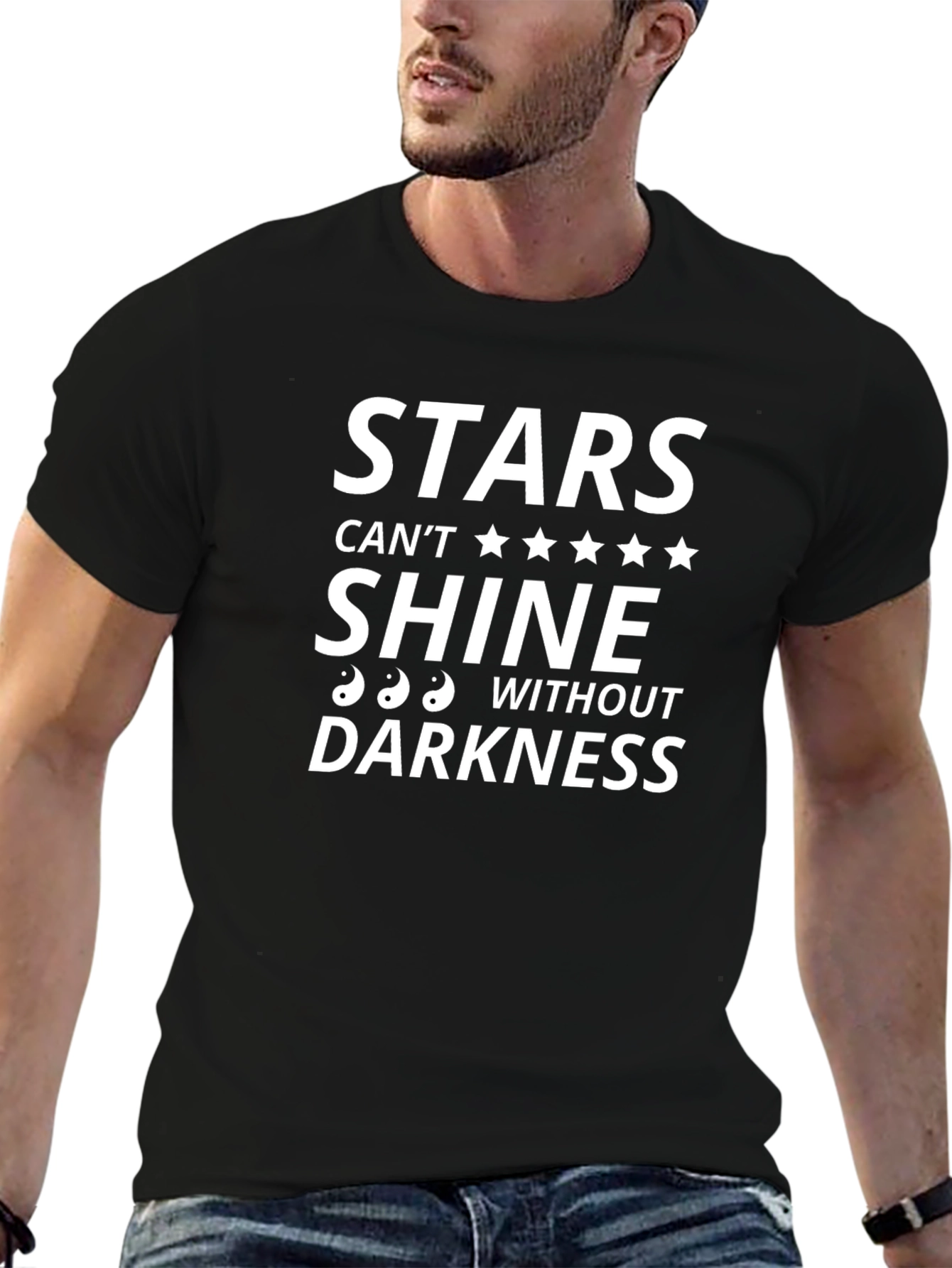 Camiseta Negra con Diseño Inspirador de Estrellas