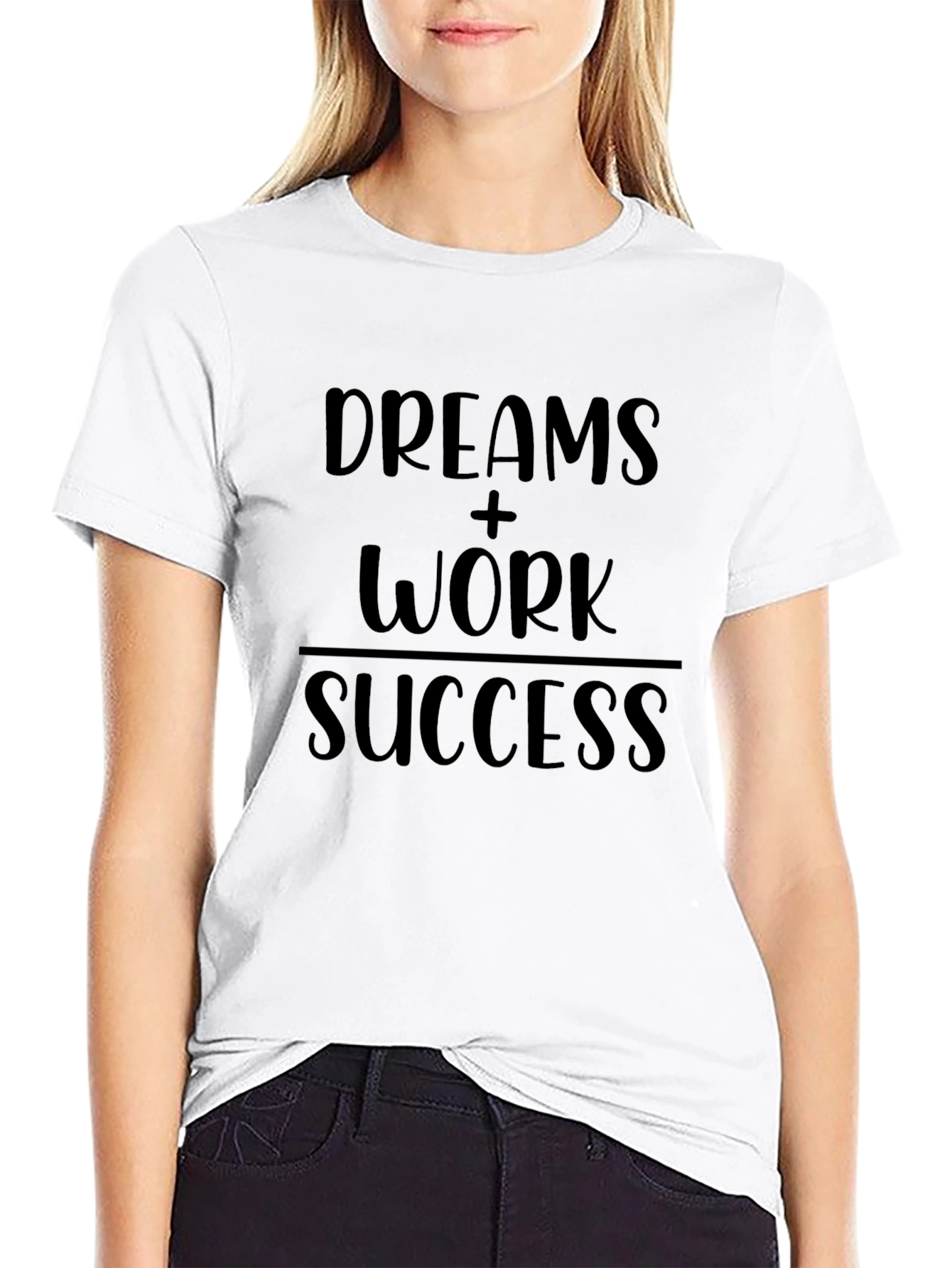 Camiseta Negra: Sueños + Trabajo = Éxito