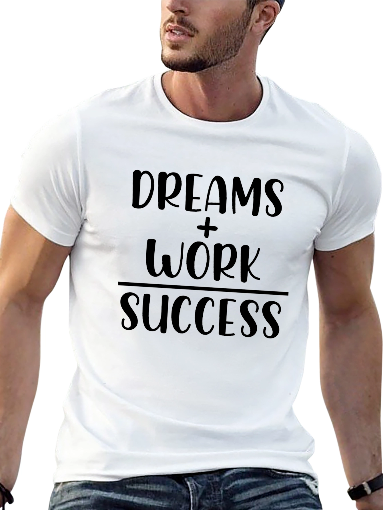 Camiseta Negra: Sueños + Trabajo = Éxito